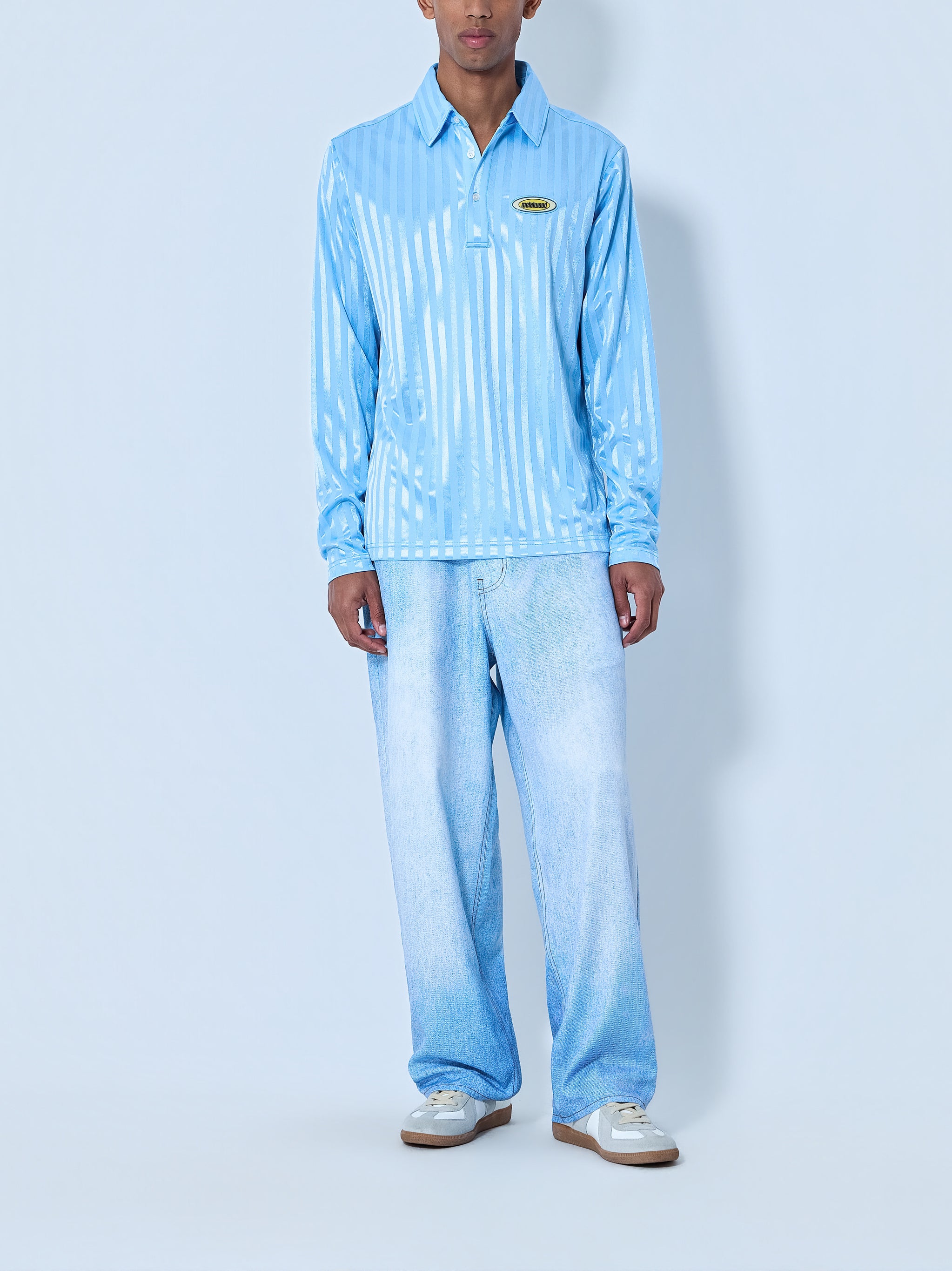 Striped Long Sleeve Polo Shirt