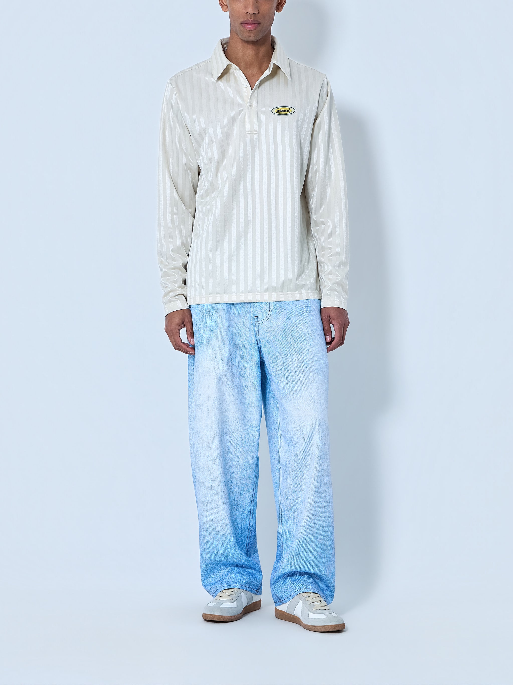 Striped Long Sleeve Polo Shirt