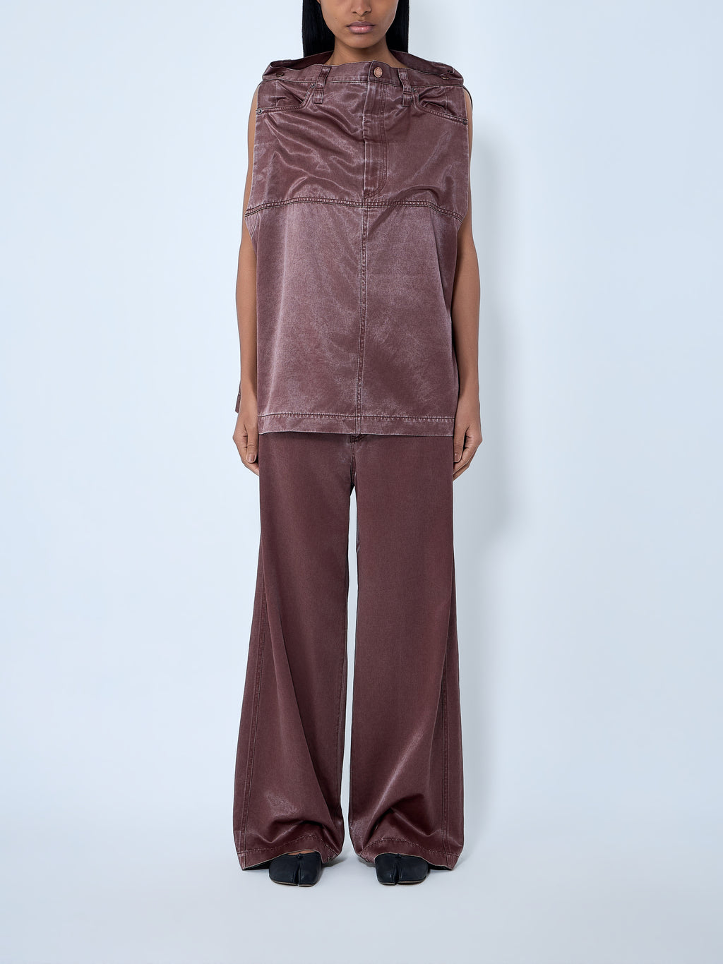 Satin Denim Sleeveless Top