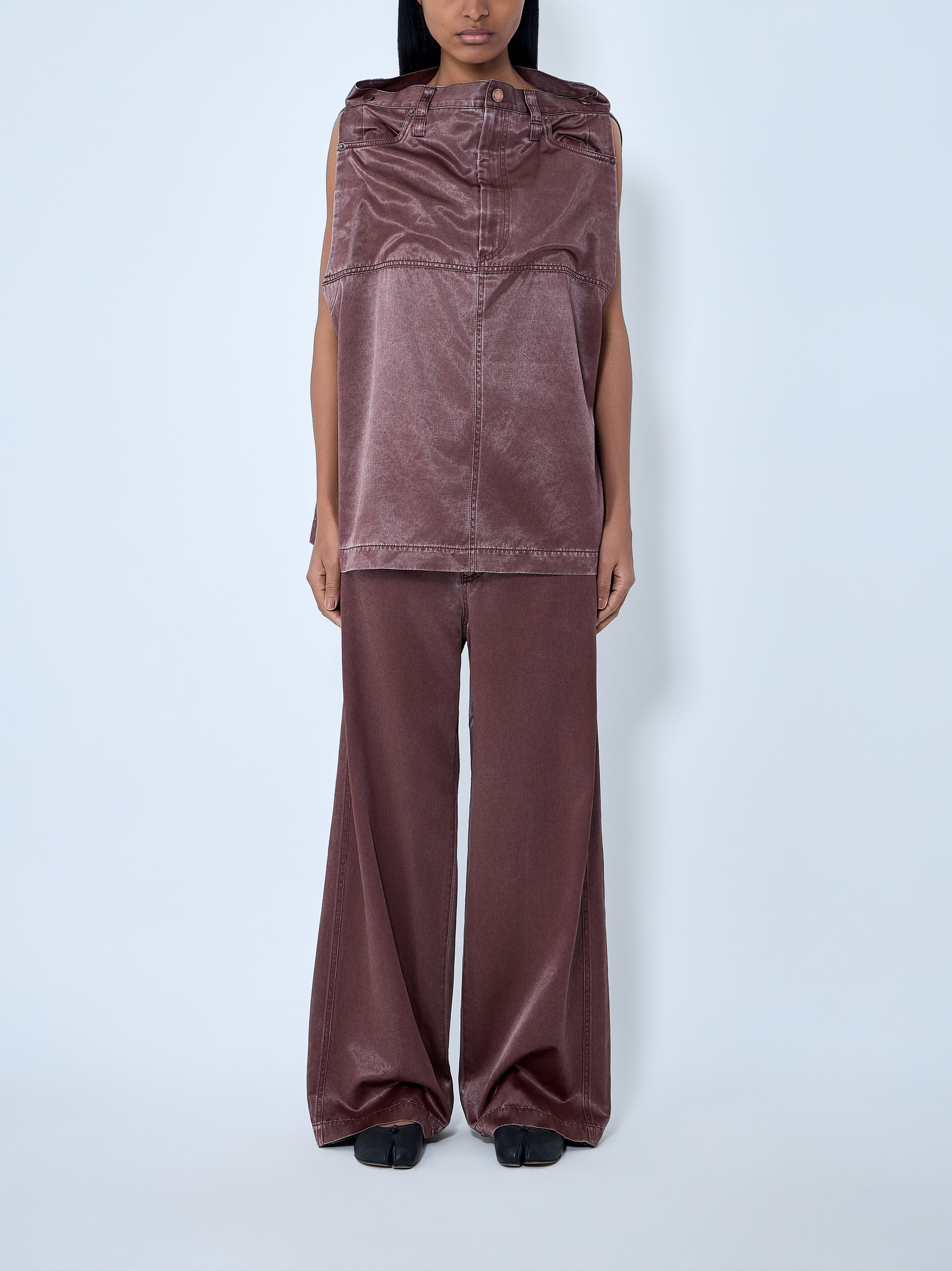 Satin Denim Sleeveless Top