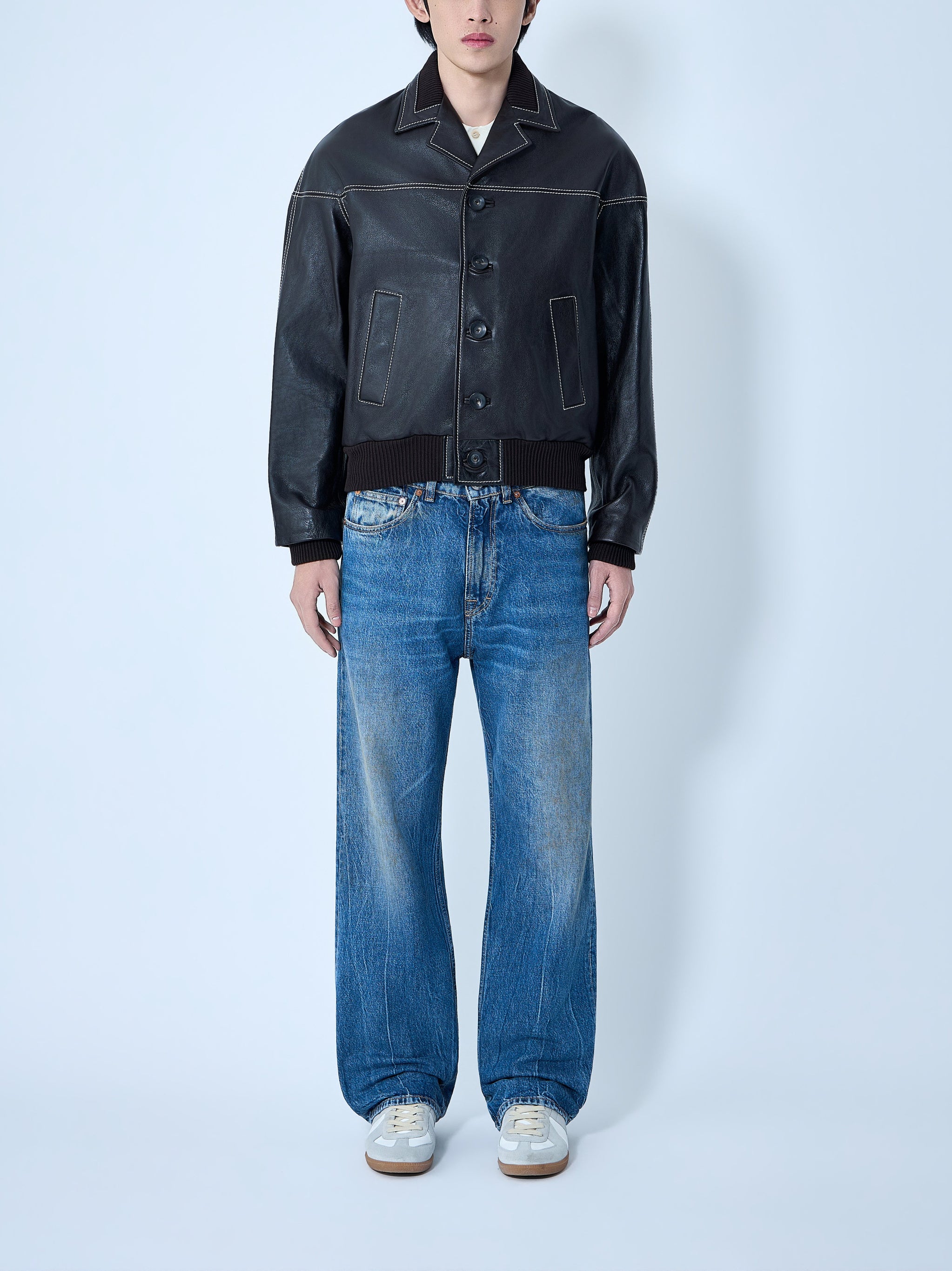 Leather Button-Up Jacket