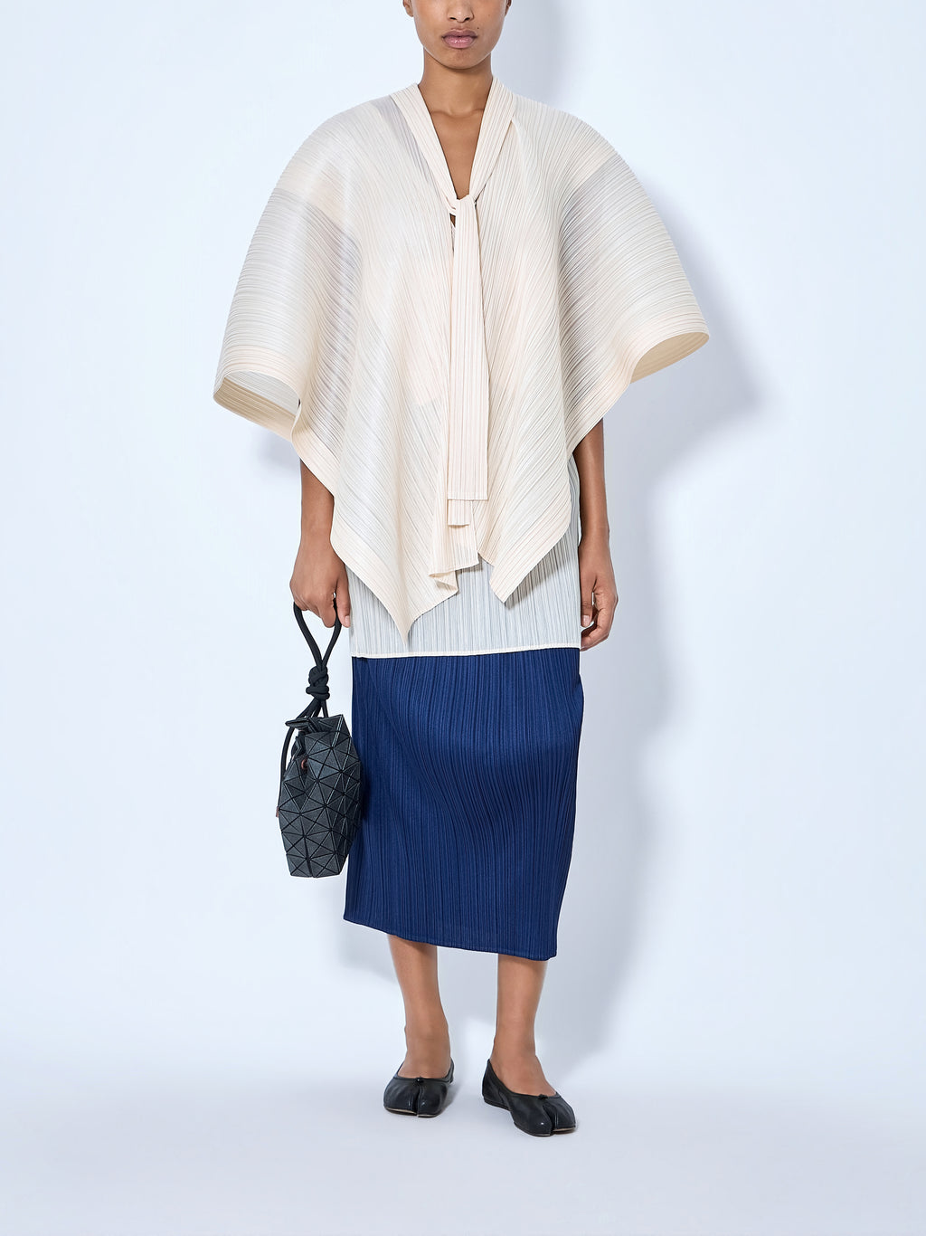 Pleated Cape Blouse