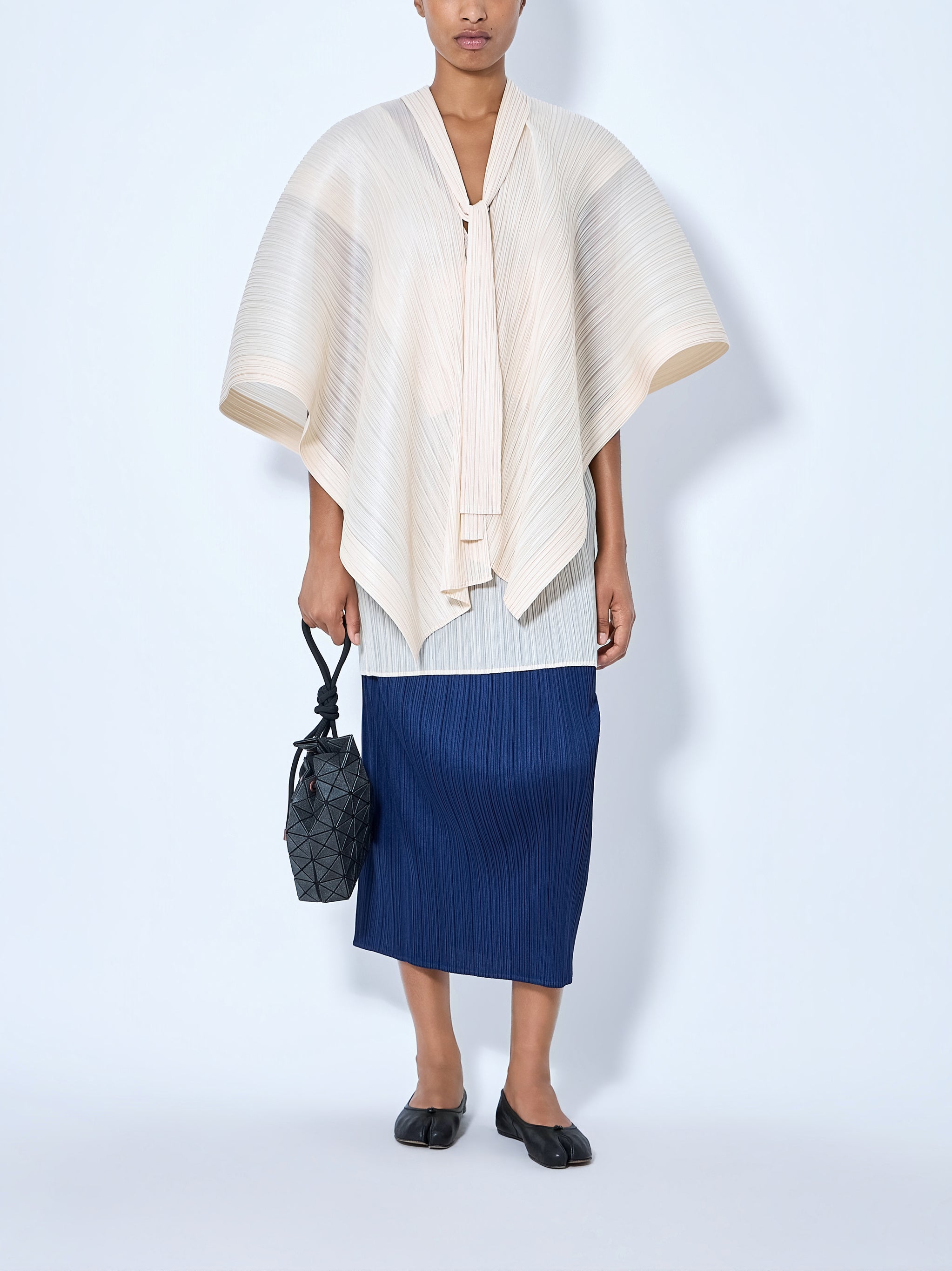 Pleated Cape Blouse