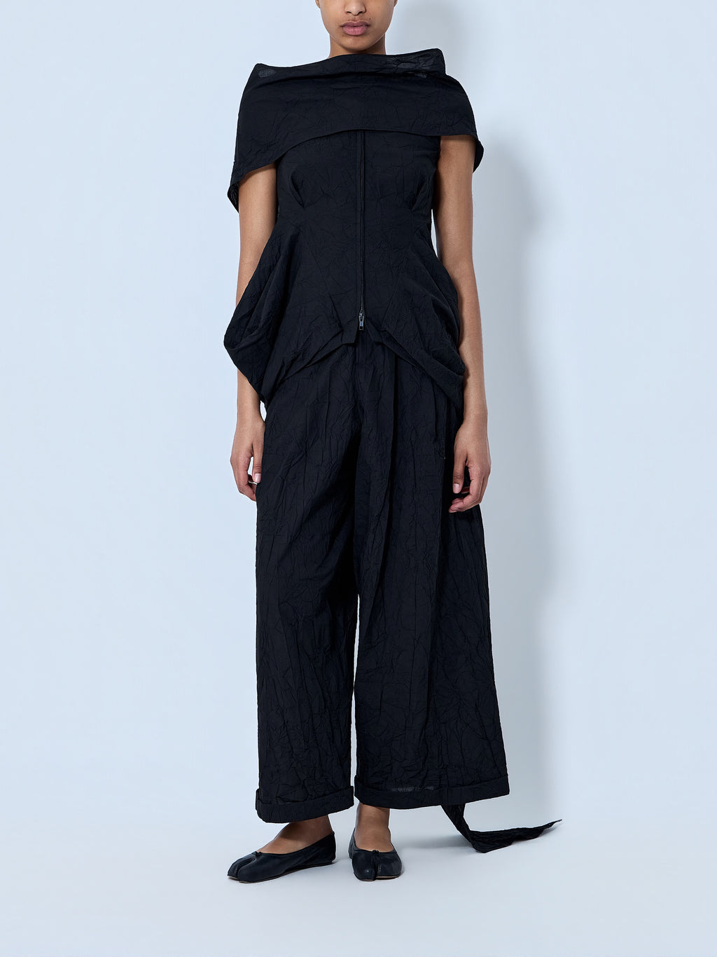 Wrinkled Typewriter Scarf Detail Vest