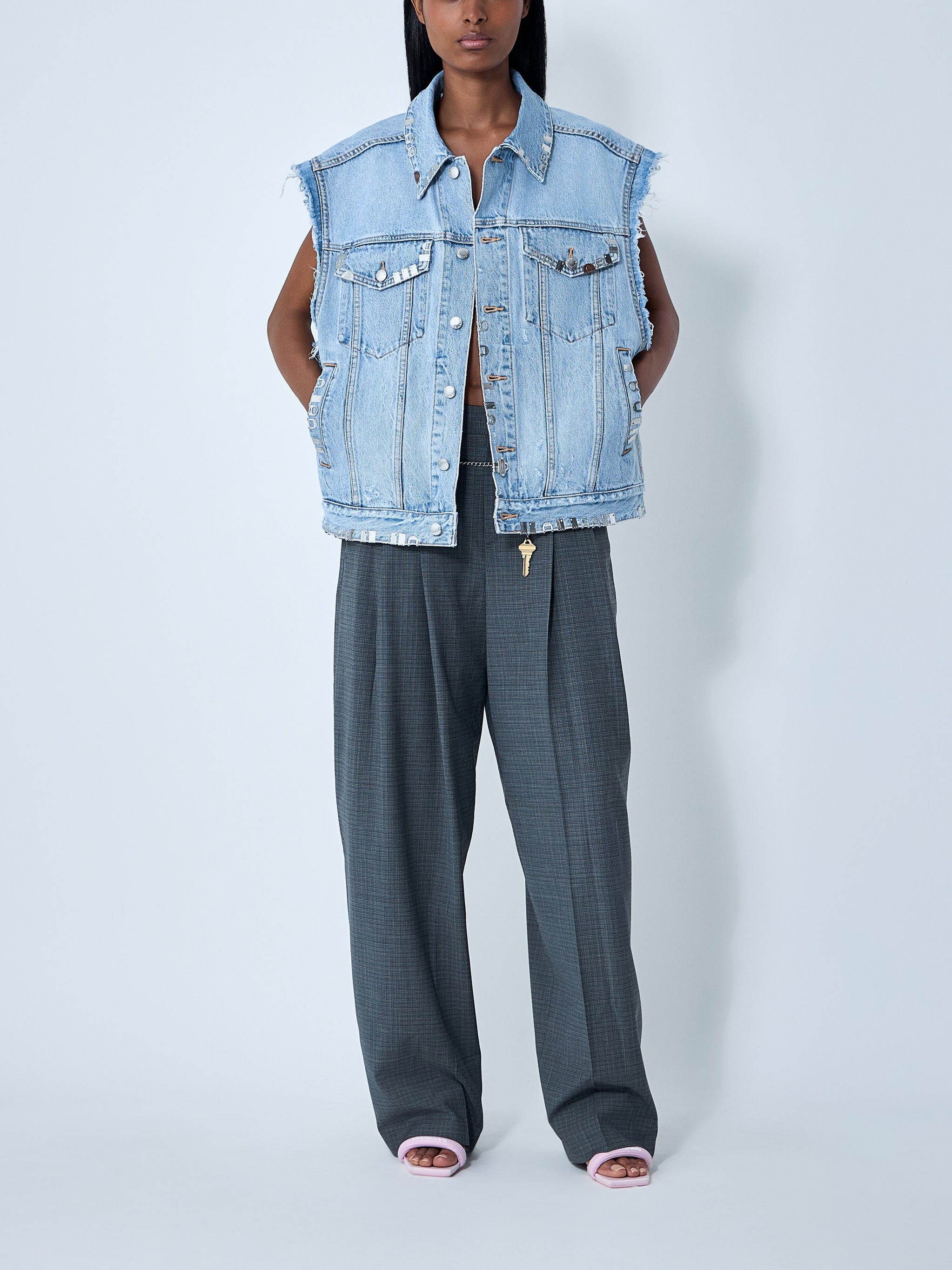 Distressed Denim Vest