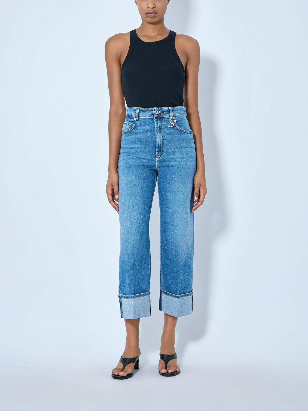 Cropped Wide-Leg Denim Jeans
