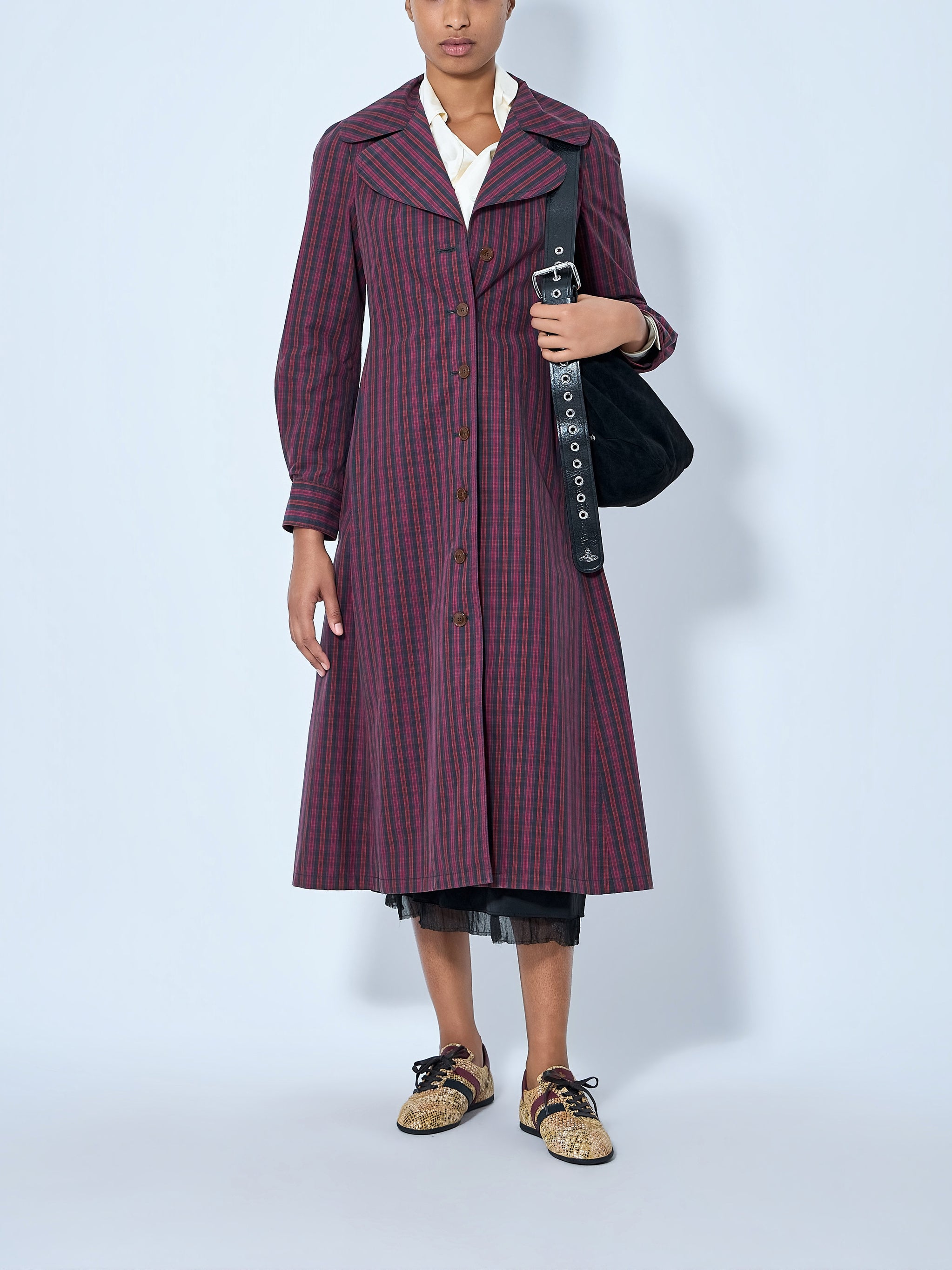 Belted Button-Down Trench Coat