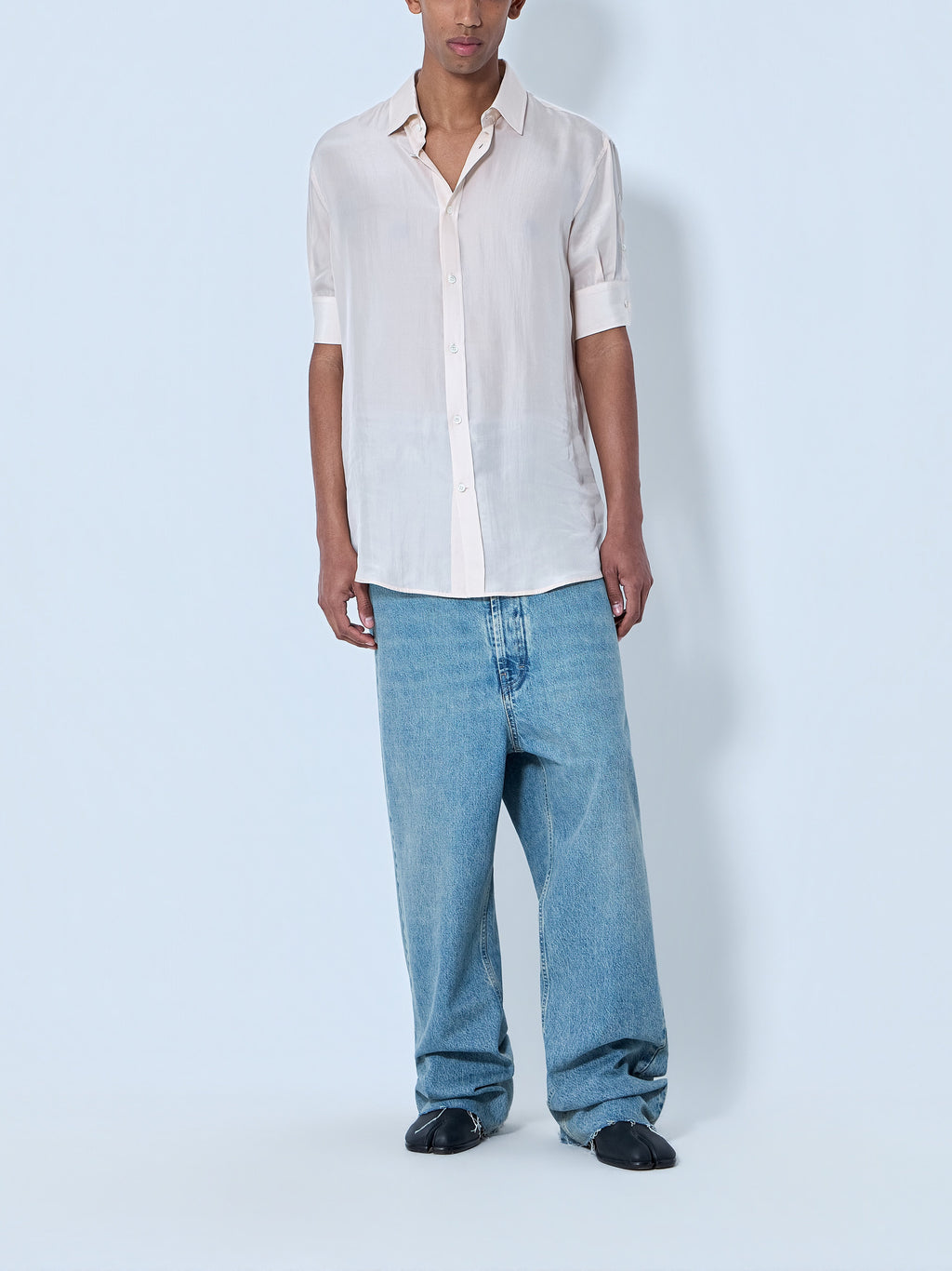 Wide-Leg Denim Trousers