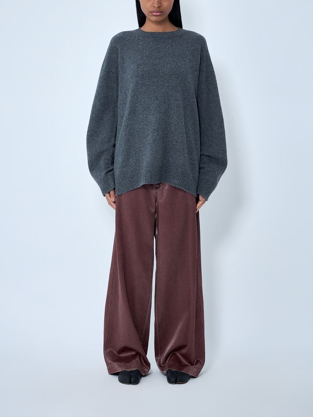 Satin Wide-Leg Jeans