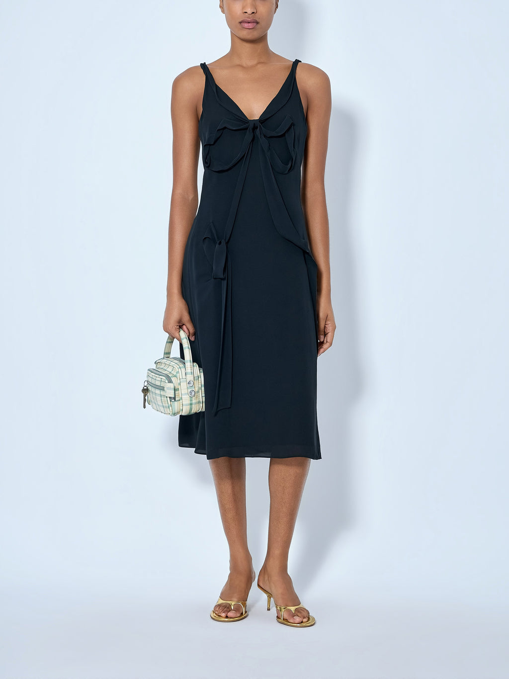 Silk Midi Dress With Bow