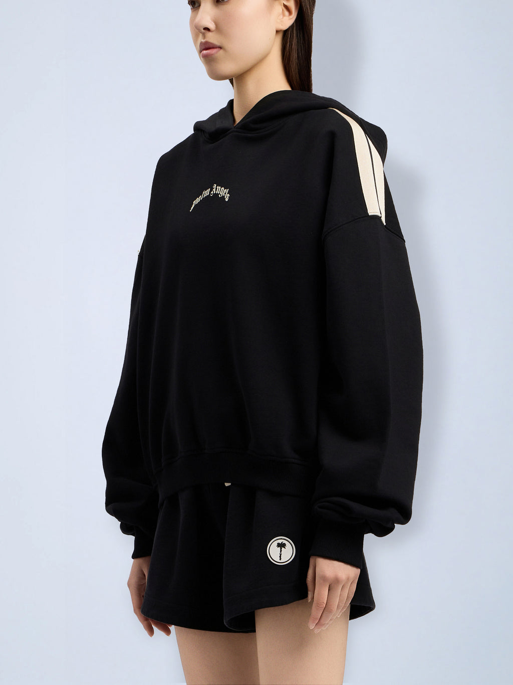 Curved Logo Loose Crop Hoodie