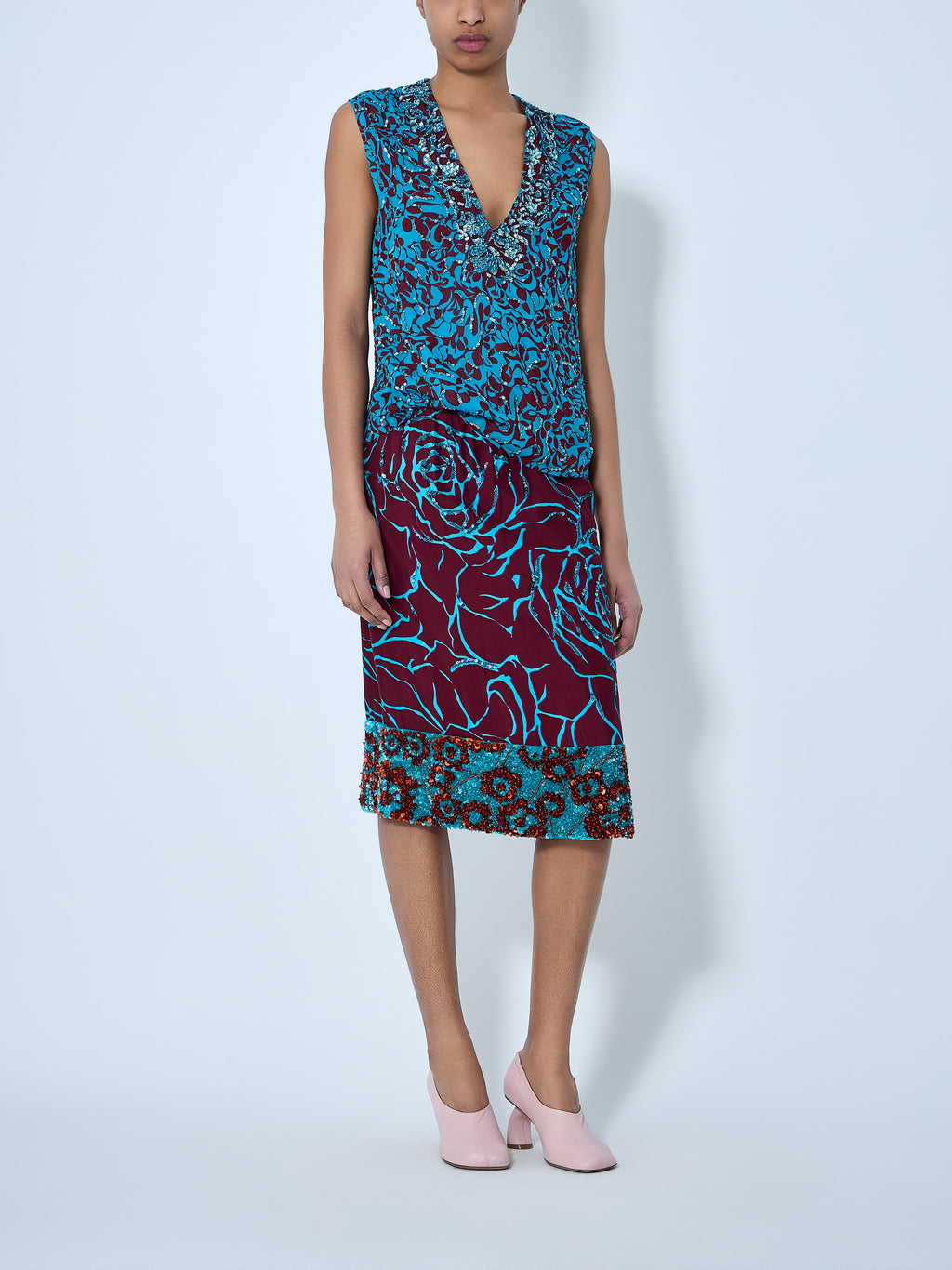 Embroidered Midi Skirt