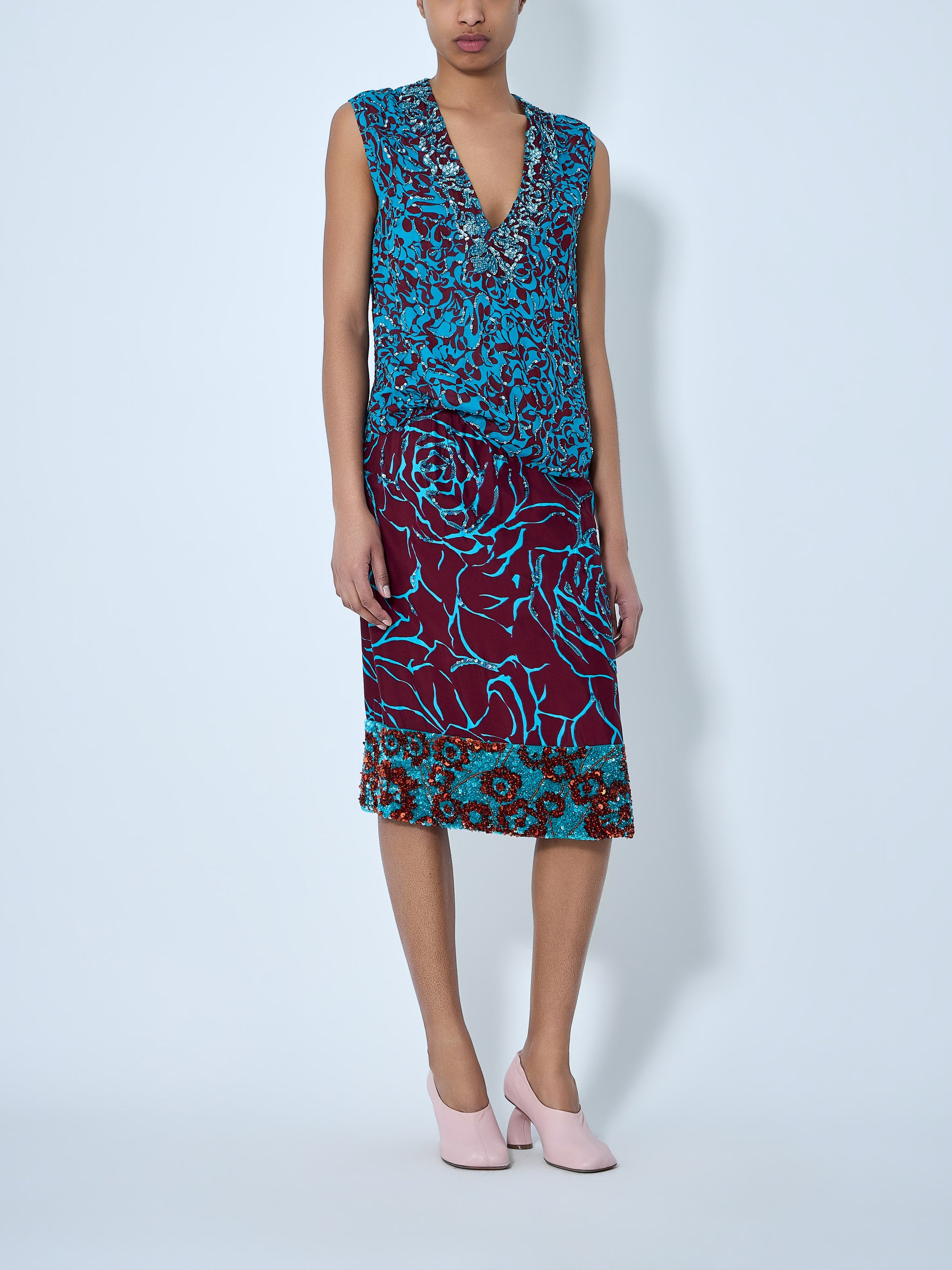 Embroidered Midi Skirt