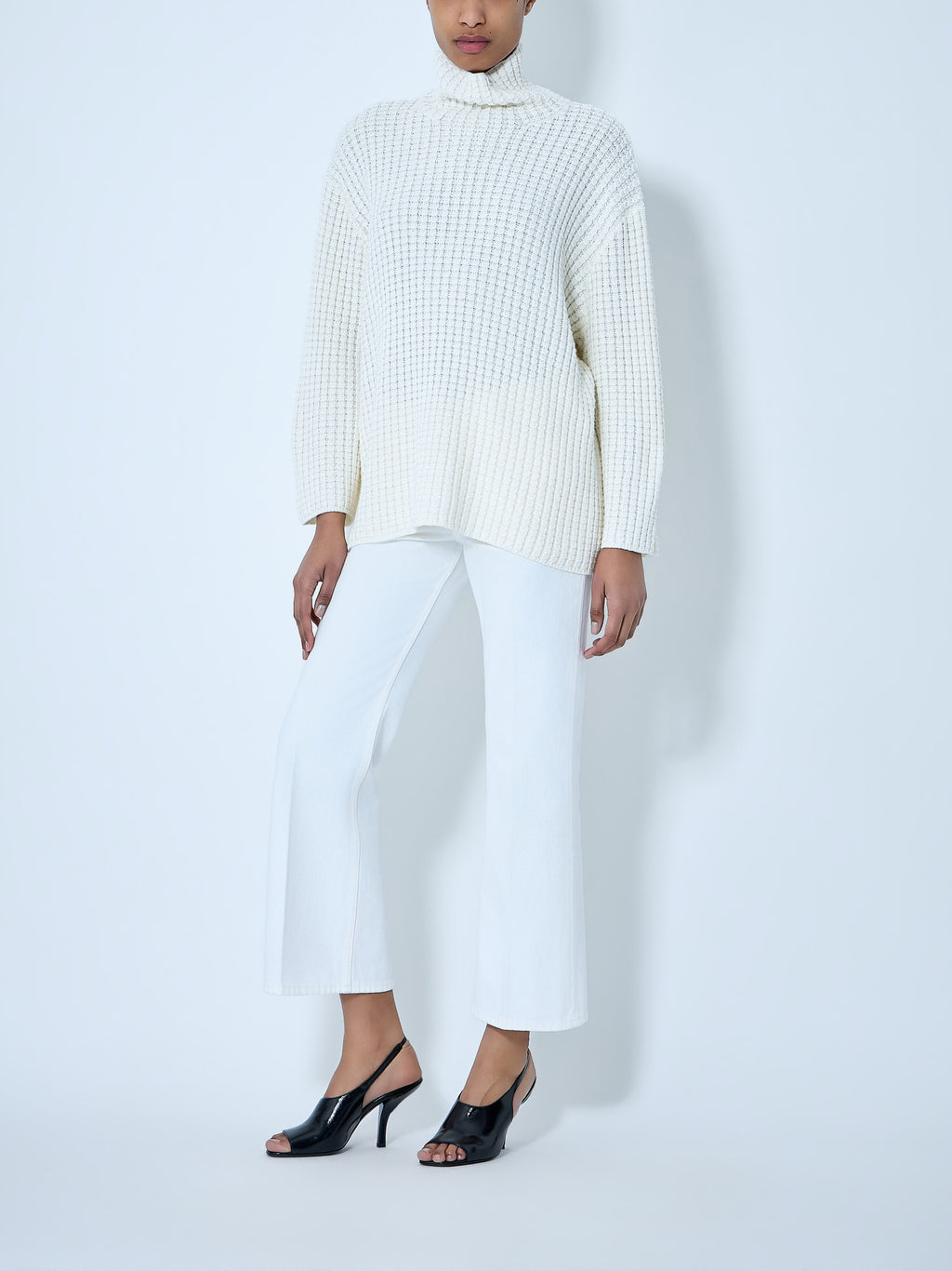 Waffle Knit Turtleneck Sweater