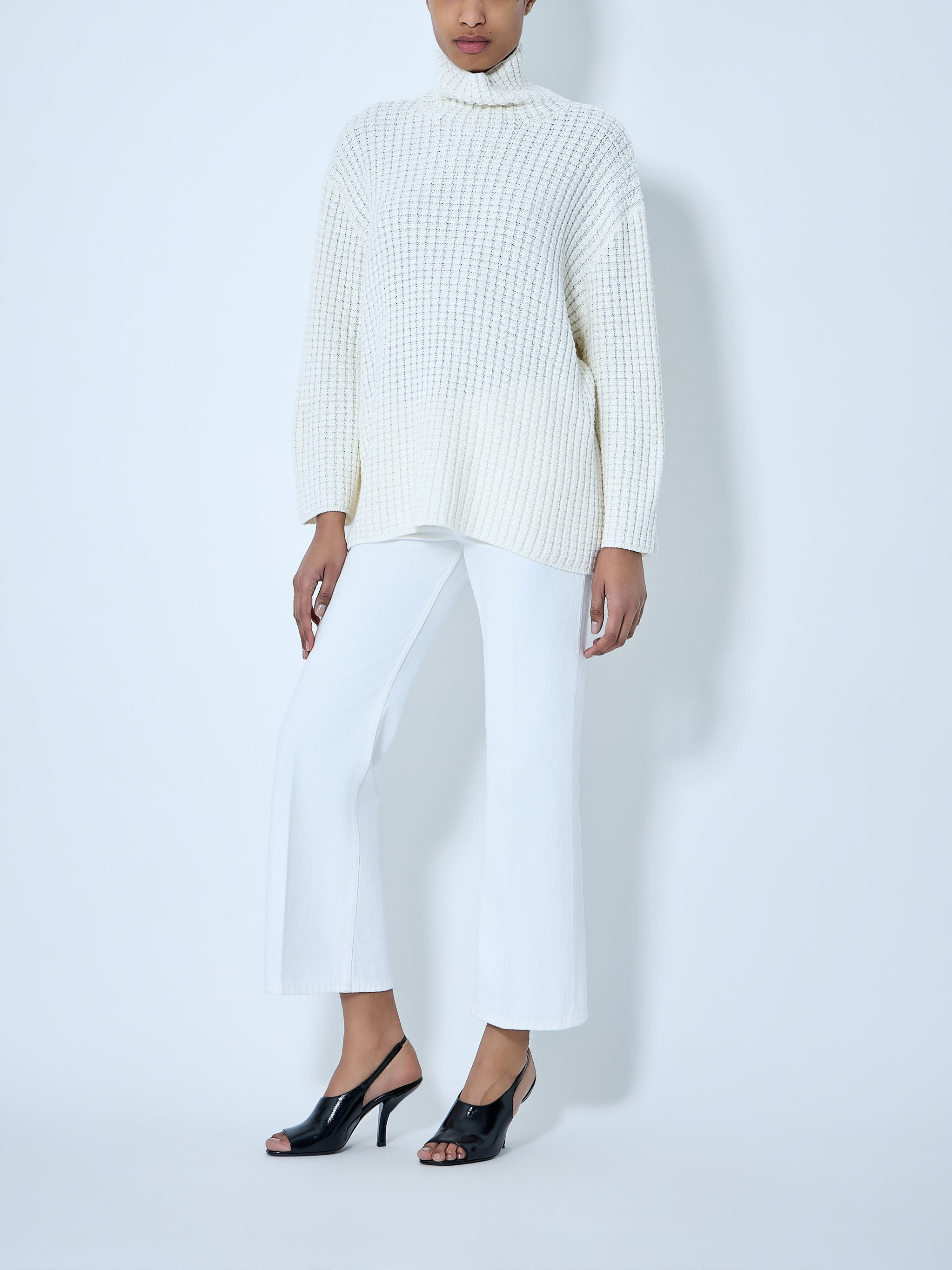Waffle Knit Turtleneck Sweater