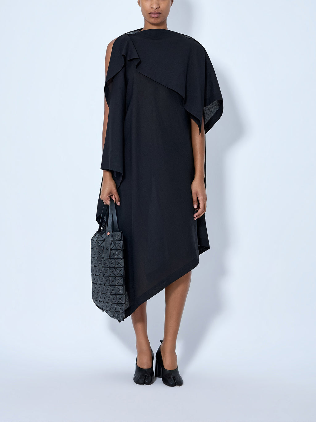All Squares Asymmetric Draped Midi Dress