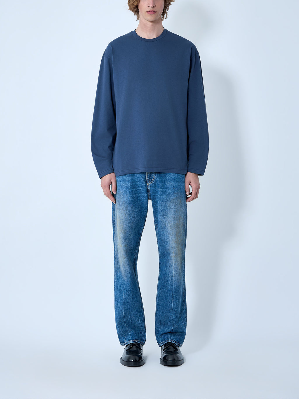 Ribbed Crewneck Long Sleeve Top