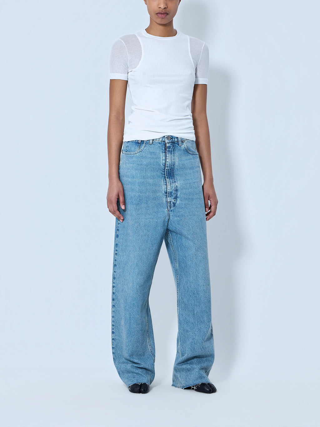 Wide-Leg Denim Trousers