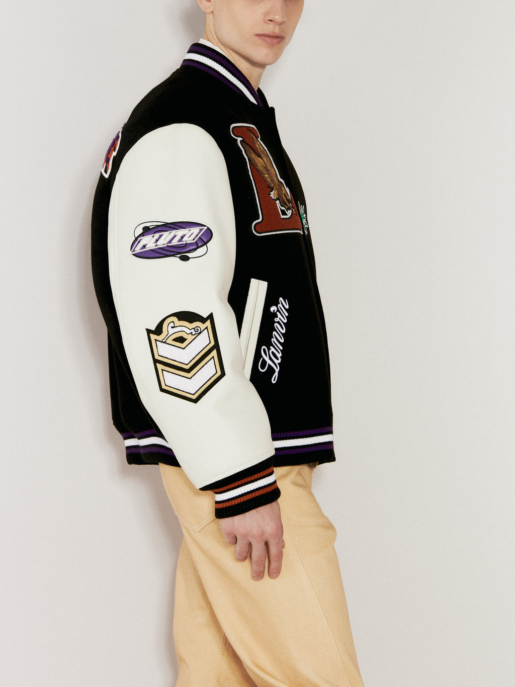 Varsity Jacket With Leather Sleeves