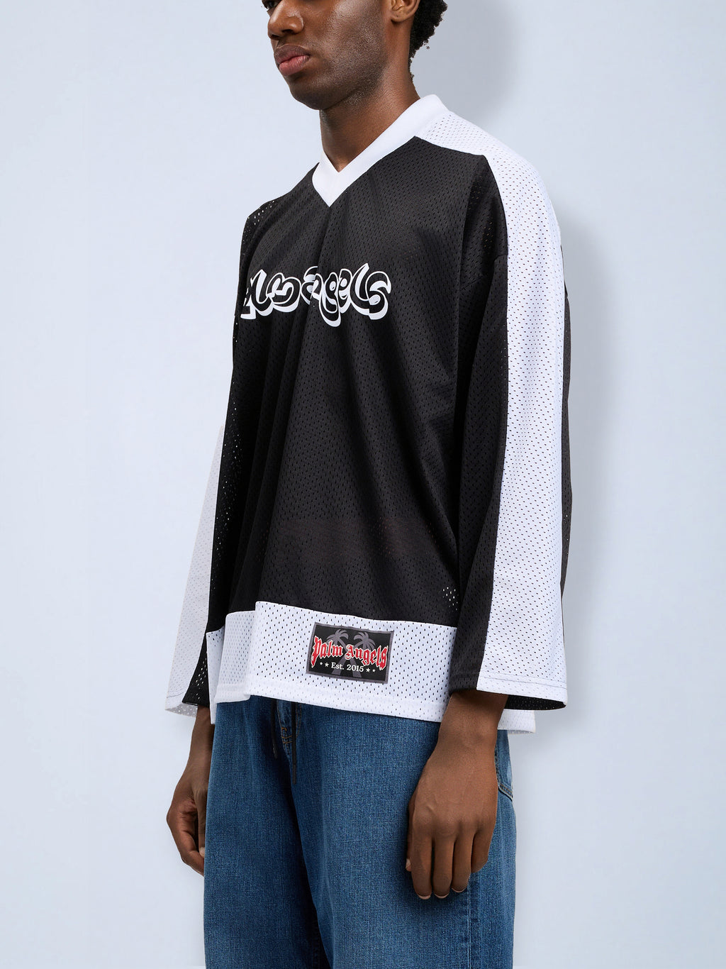 Thai Logo Mesh Loose Long-Sleeved T-Shirt