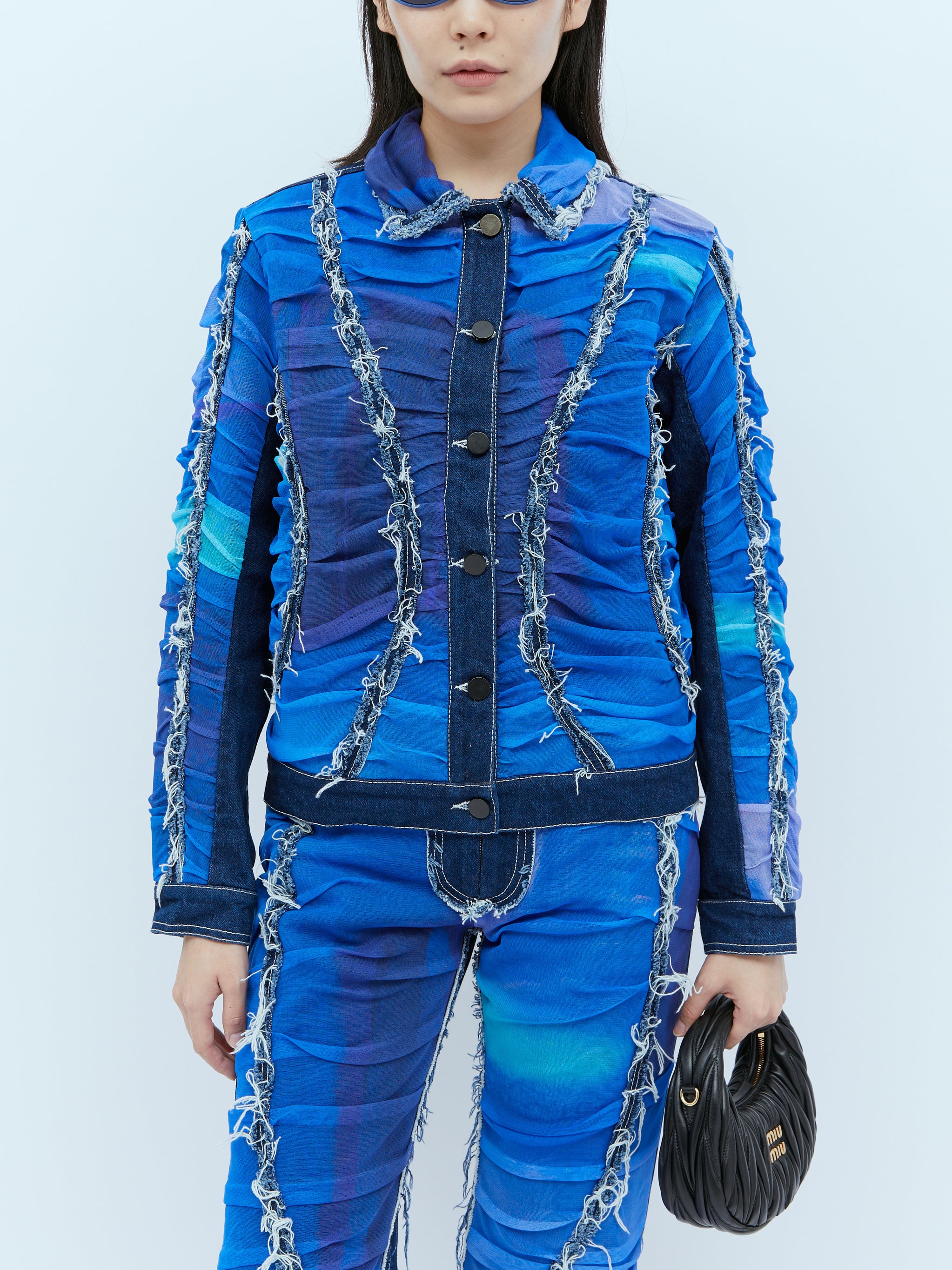 Mesh Construction Denim Jacket
