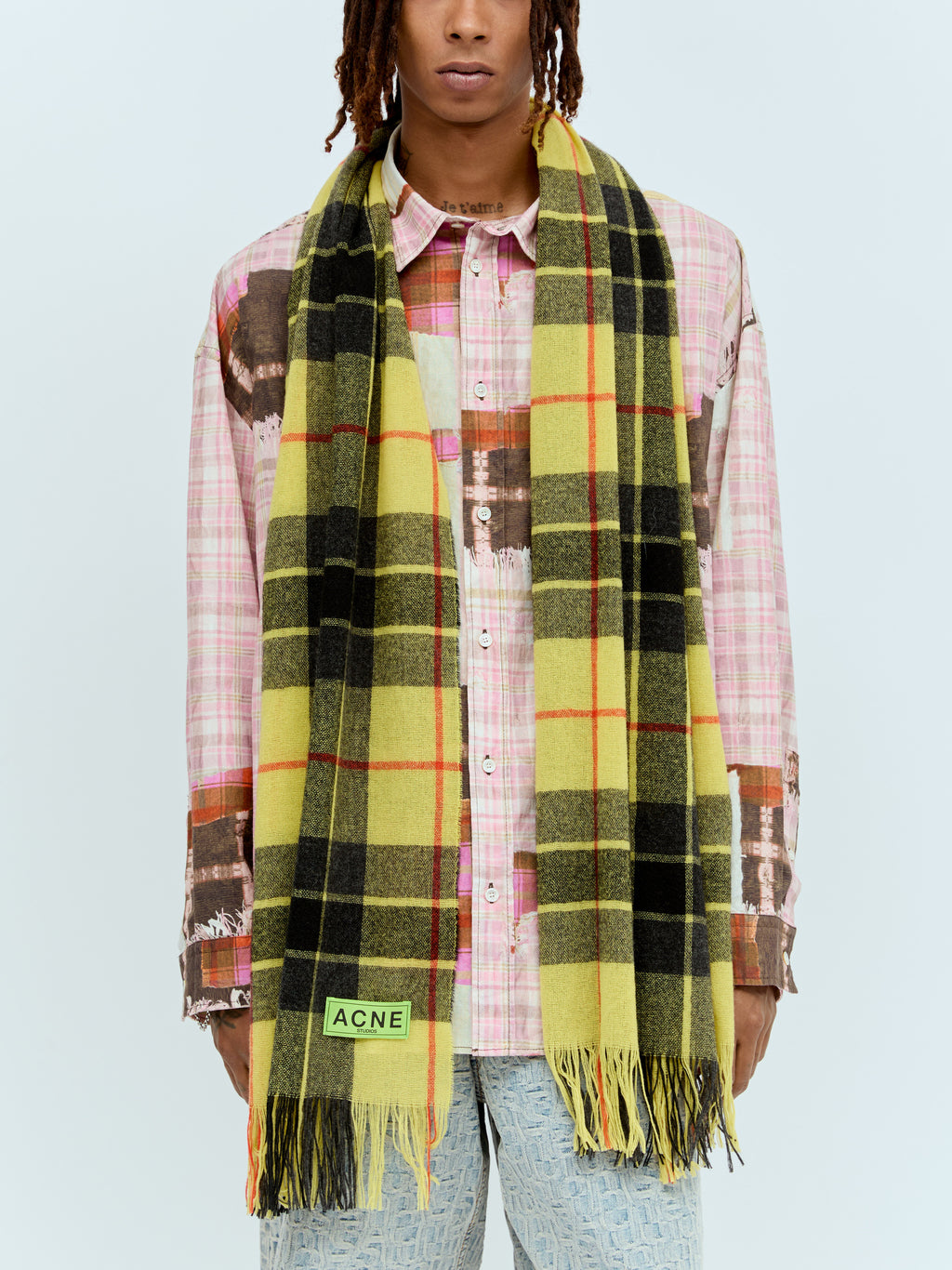 Check Fringe Scarf
