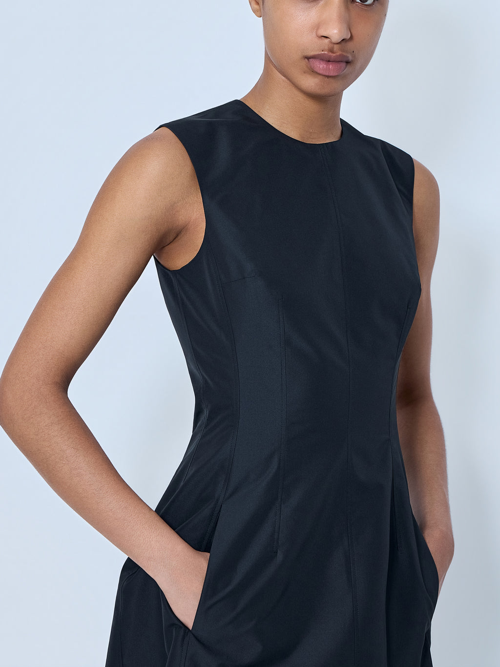 Sleeveless Structured Midi Dress