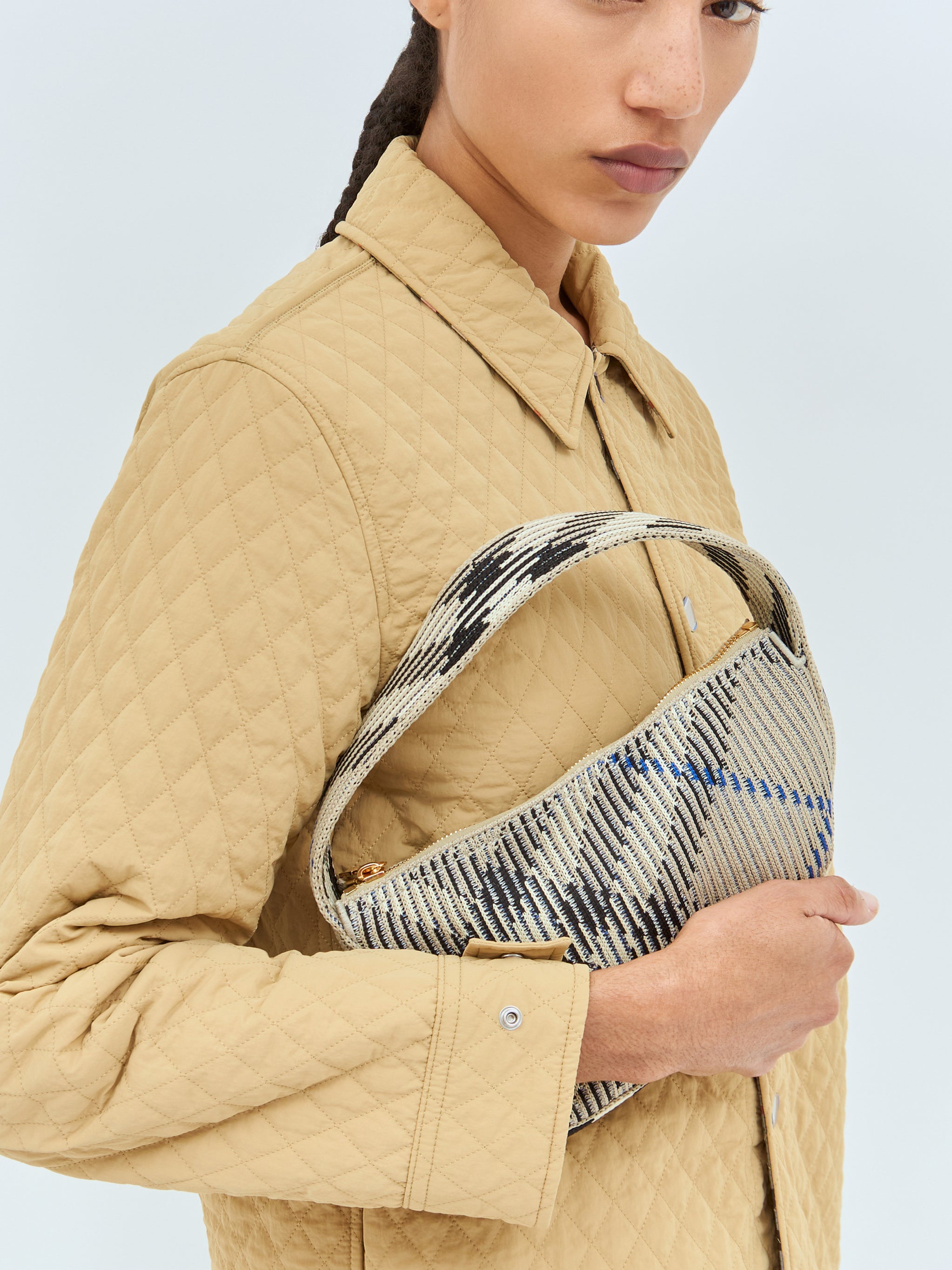 Check Mini Knitted Shoulder Bag