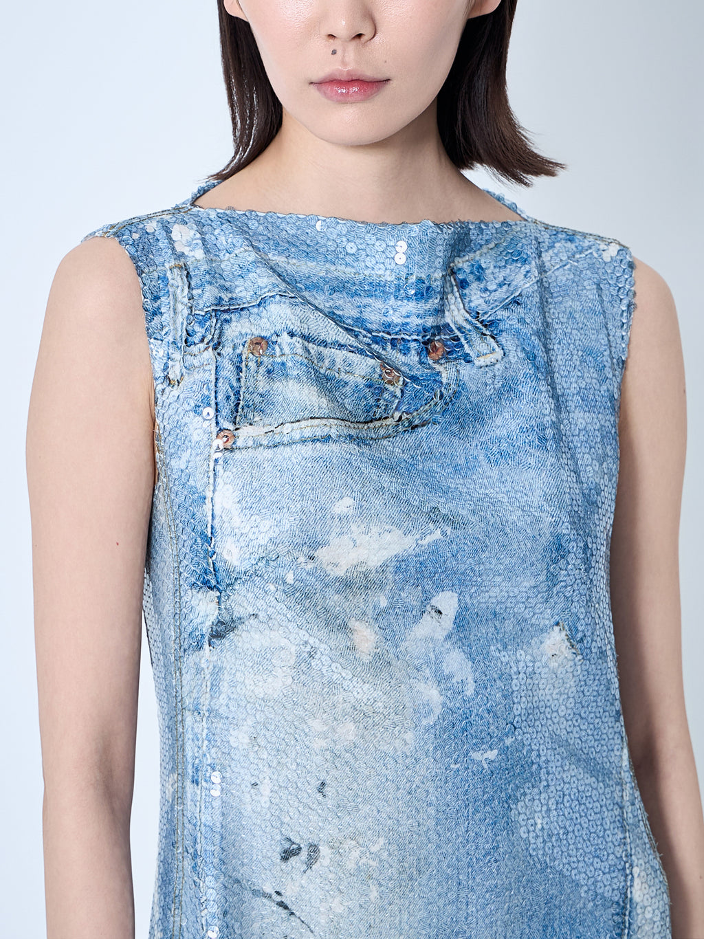 Printed Sequin Midi Dress