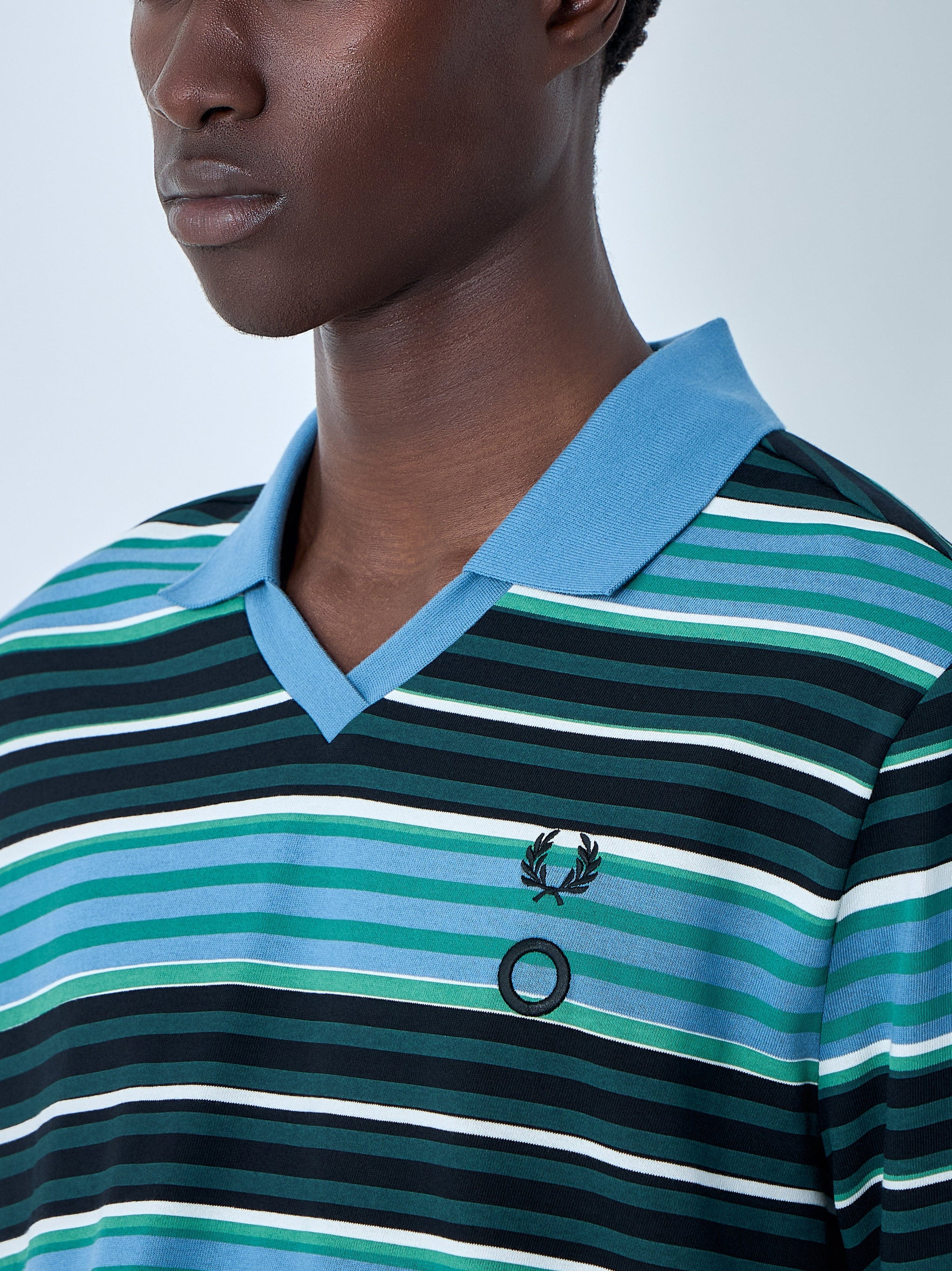 Striped Long-Sleeve Polo Shirt