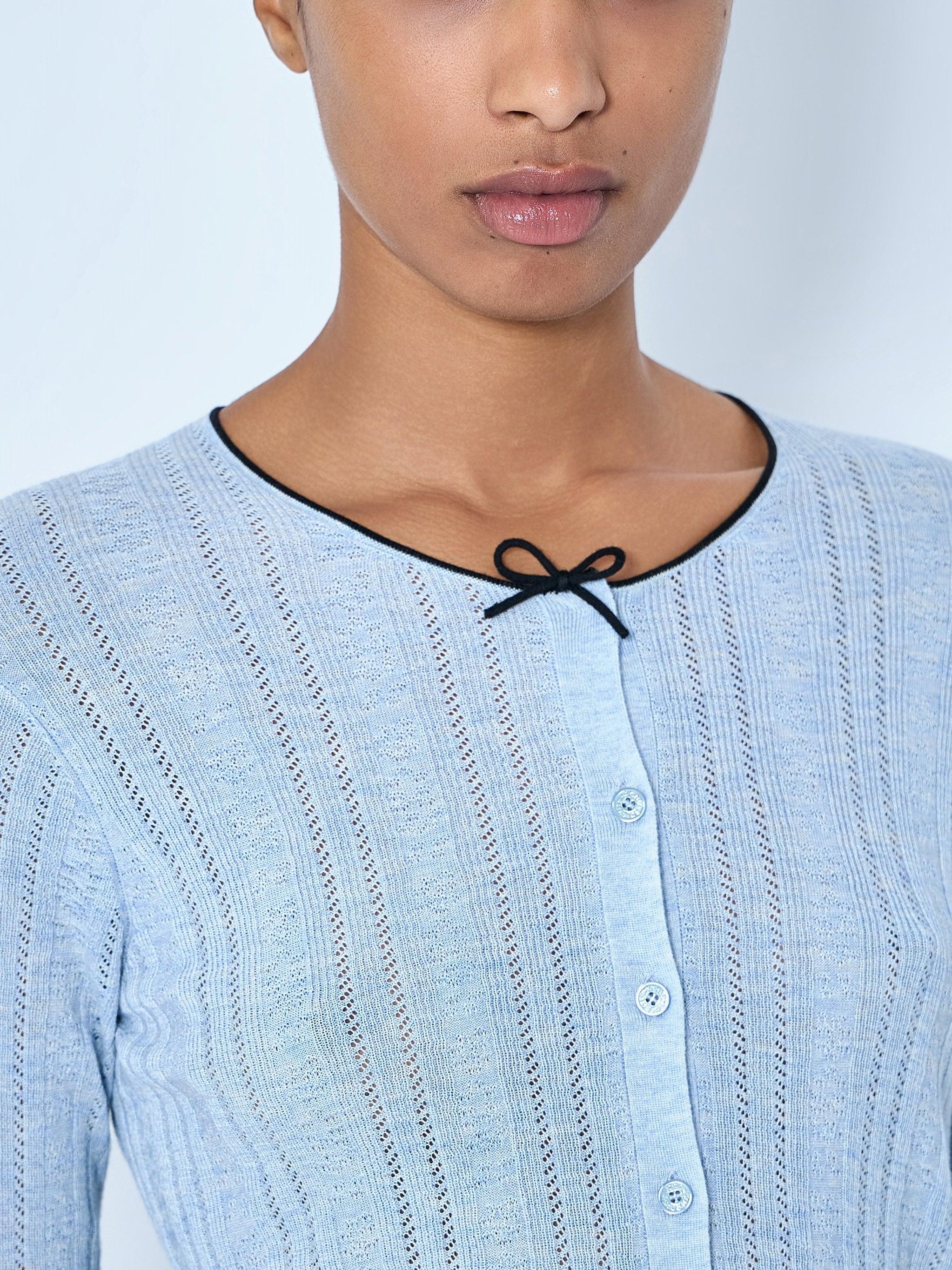 Ribbed Cardigan with Button Fastening