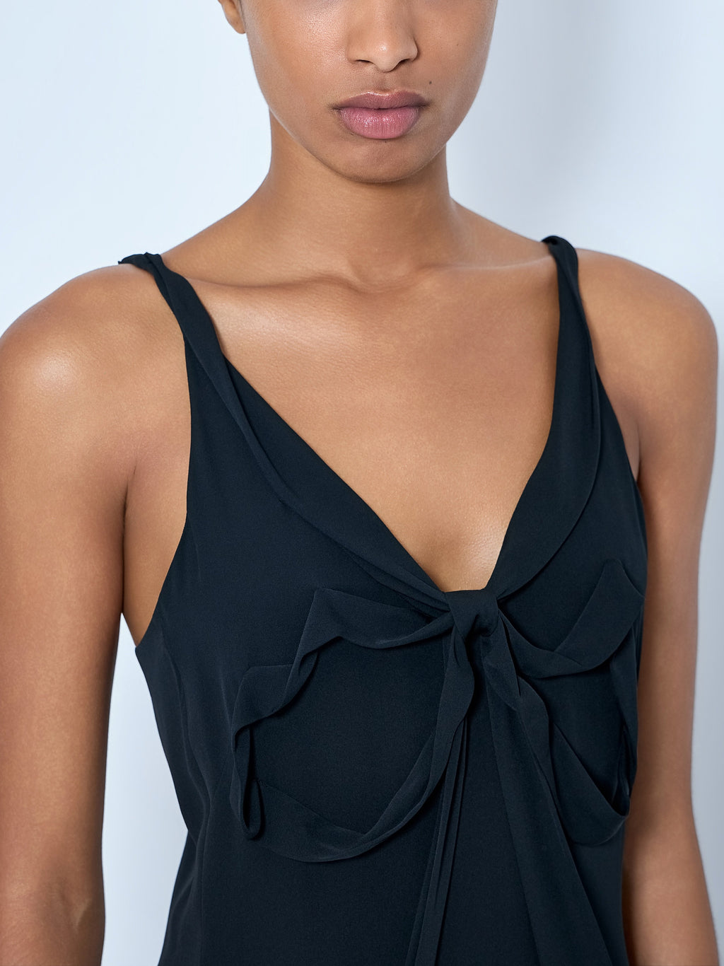 Silk Midi Dress With Bow