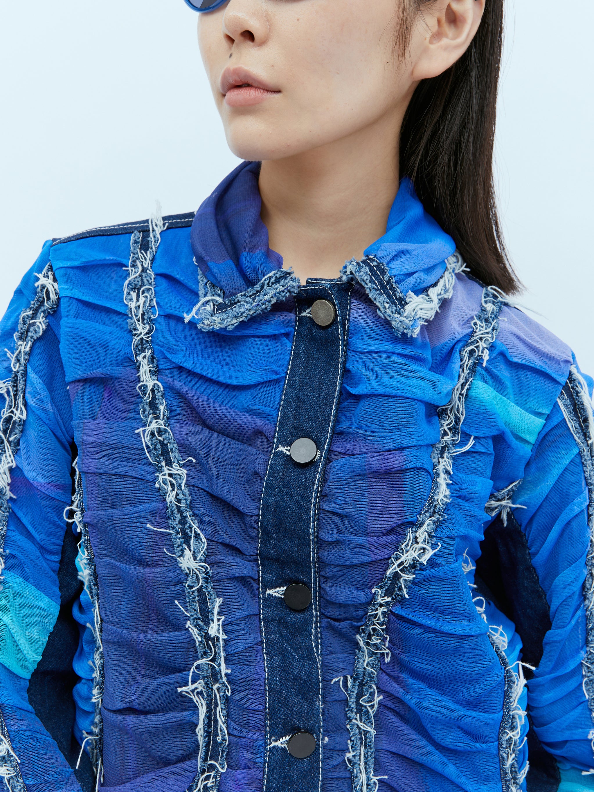 Mesh Construction Denim Jacket