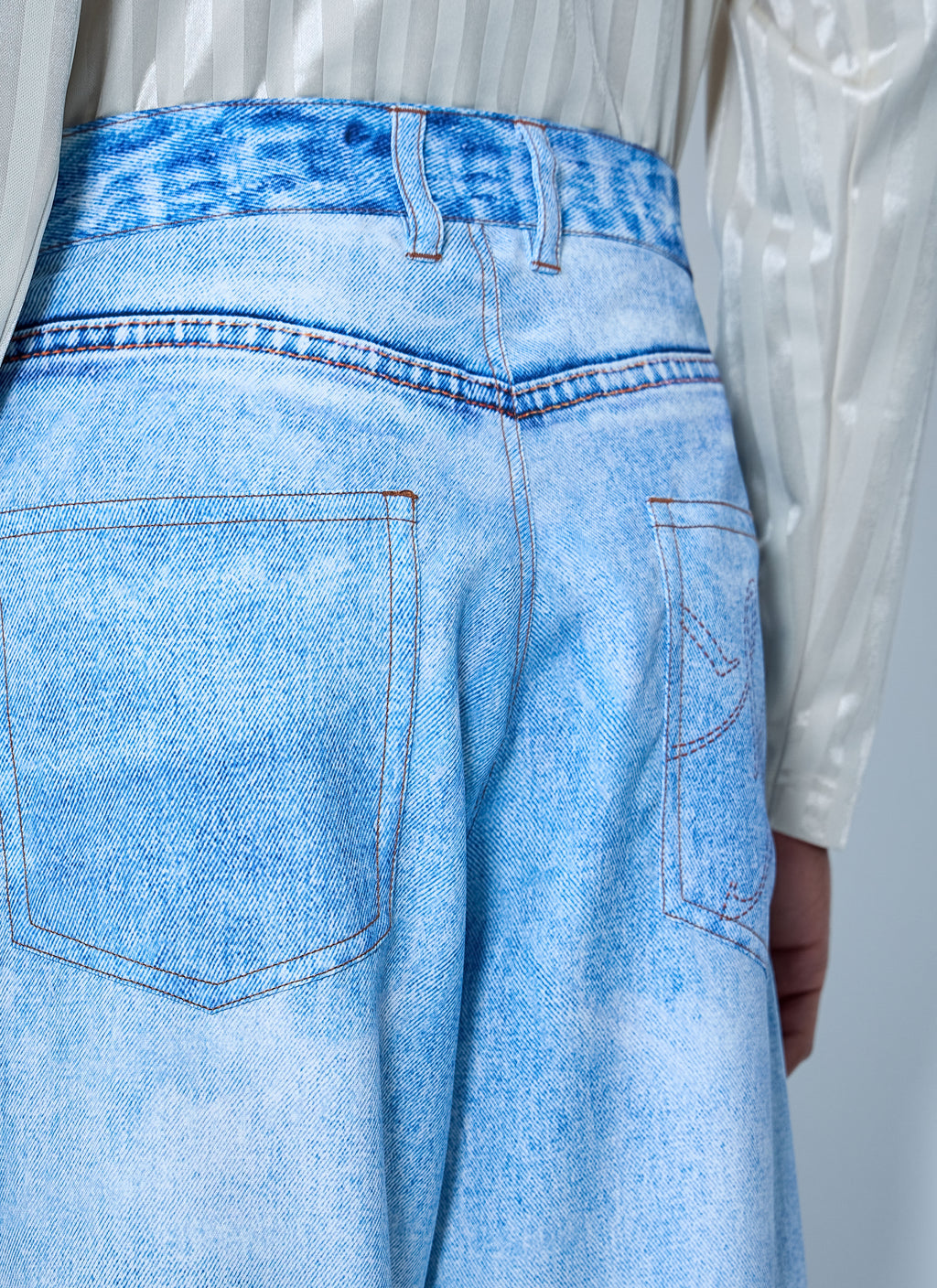 Wide-Leg Denim Trousers