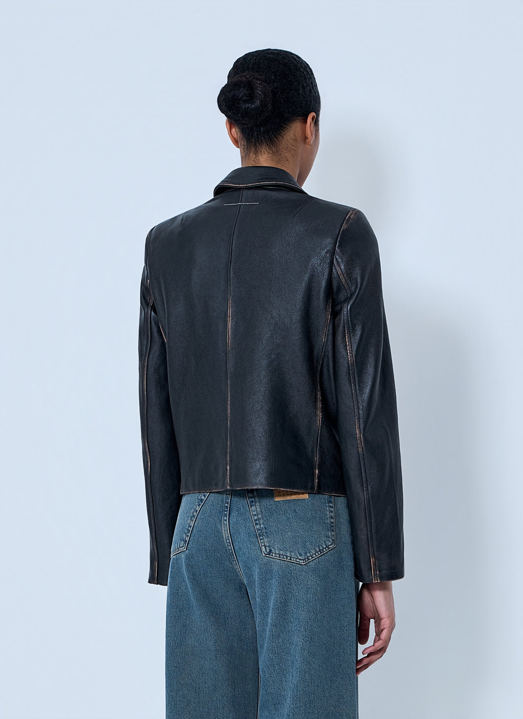 Leather Button-Front Jacket