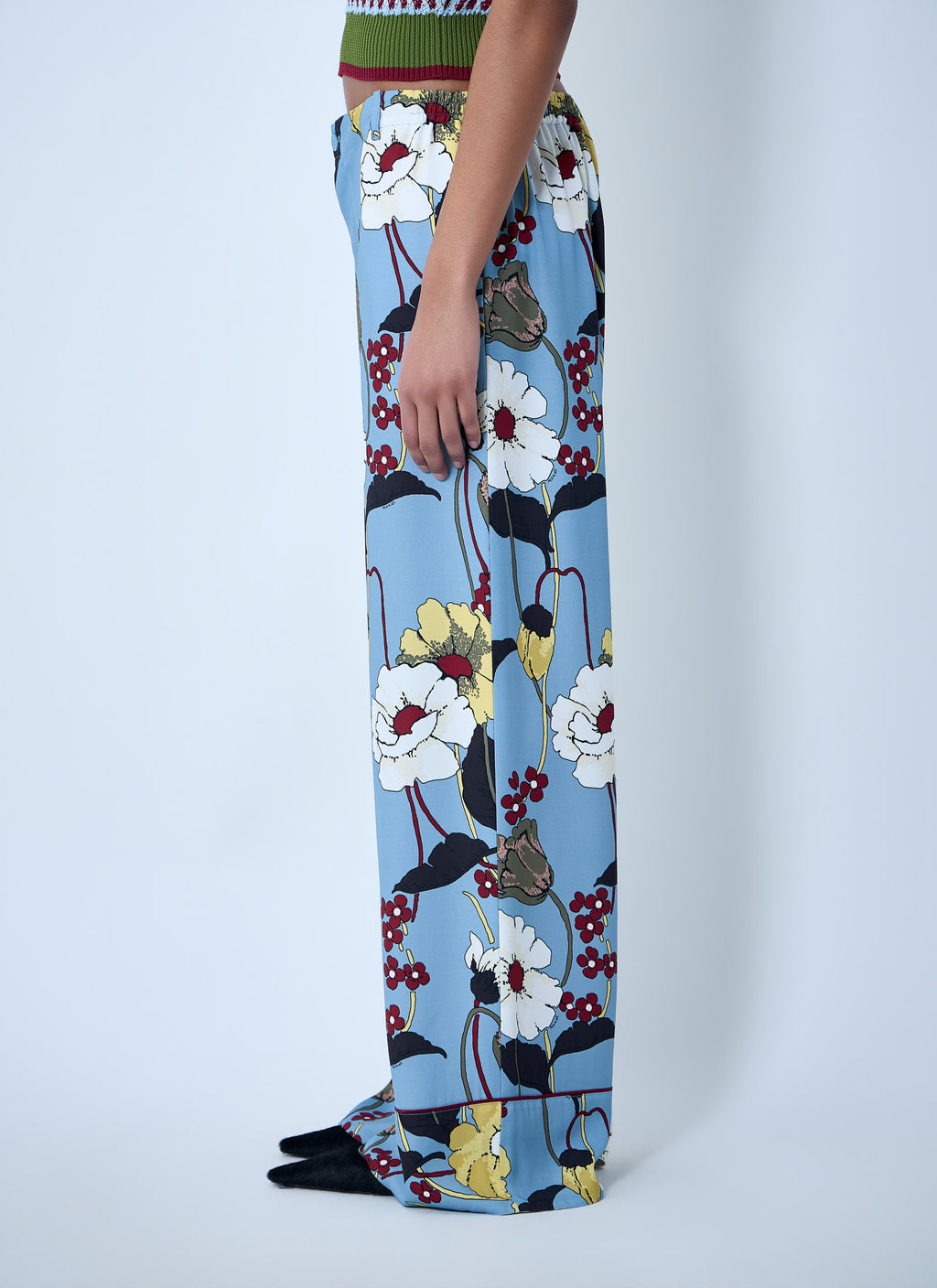Wide-Leg Floral Trousers