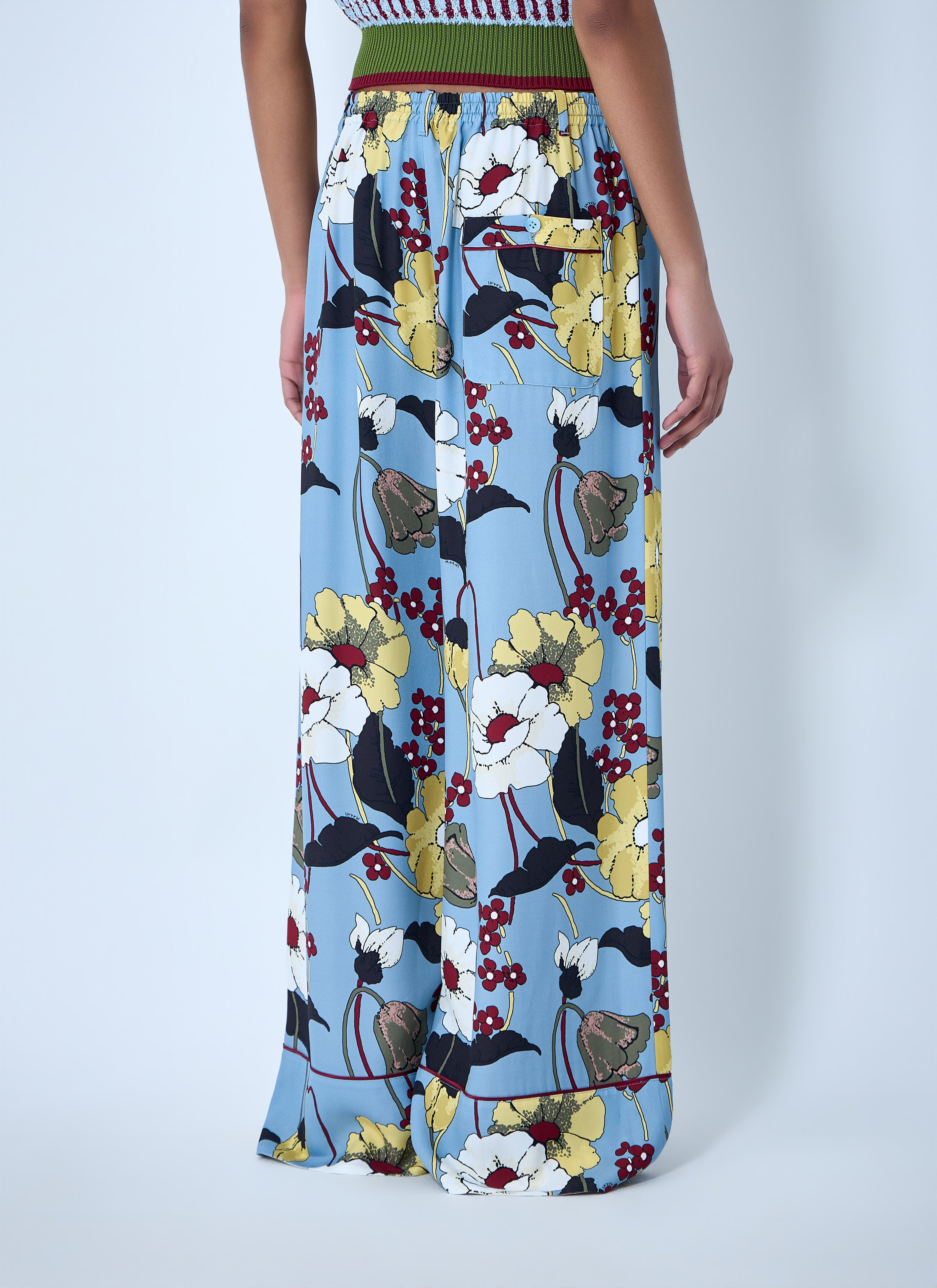 Wide-Leg Floral Trousers