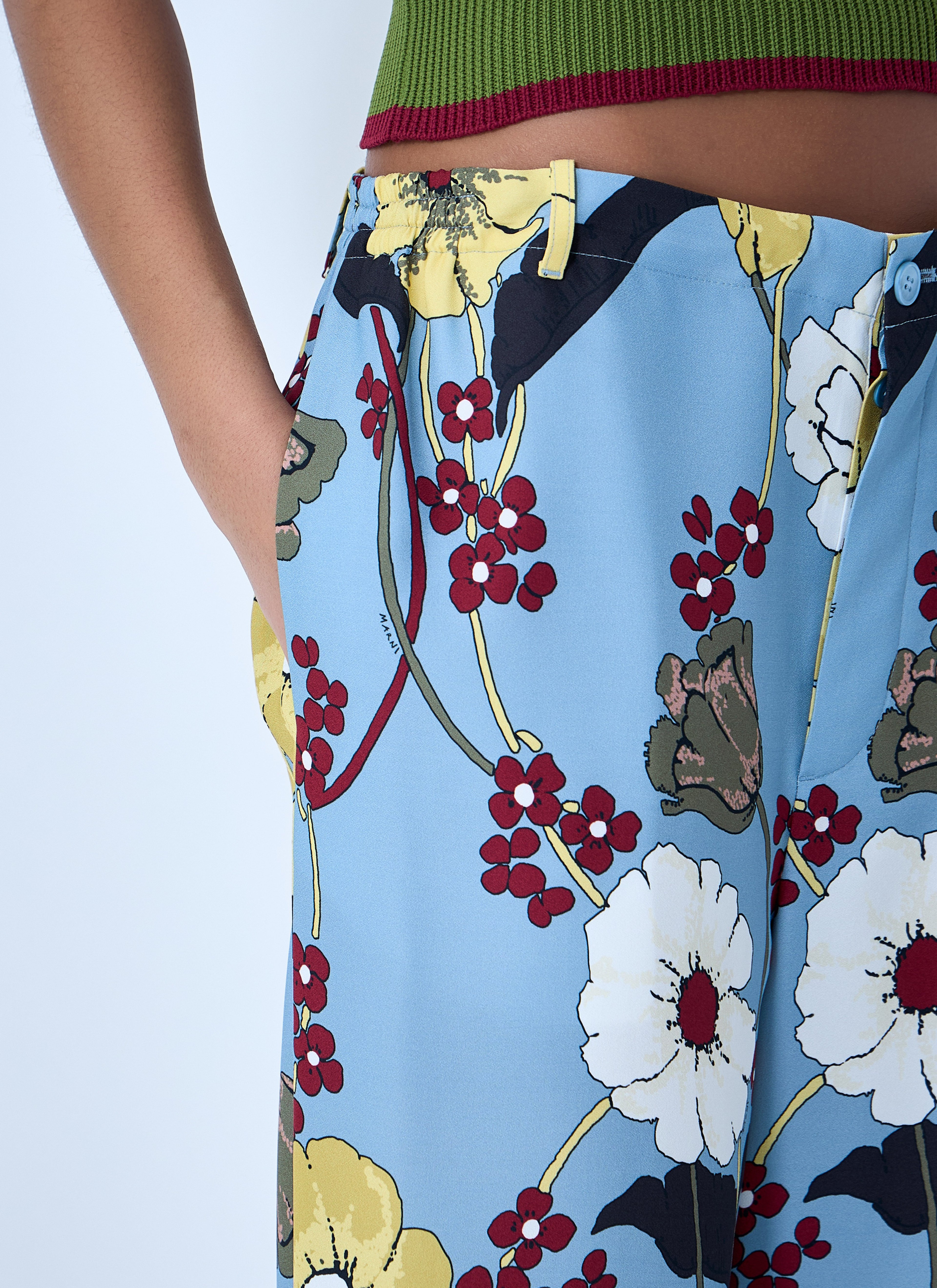 Wide-Leg Floral Trousers