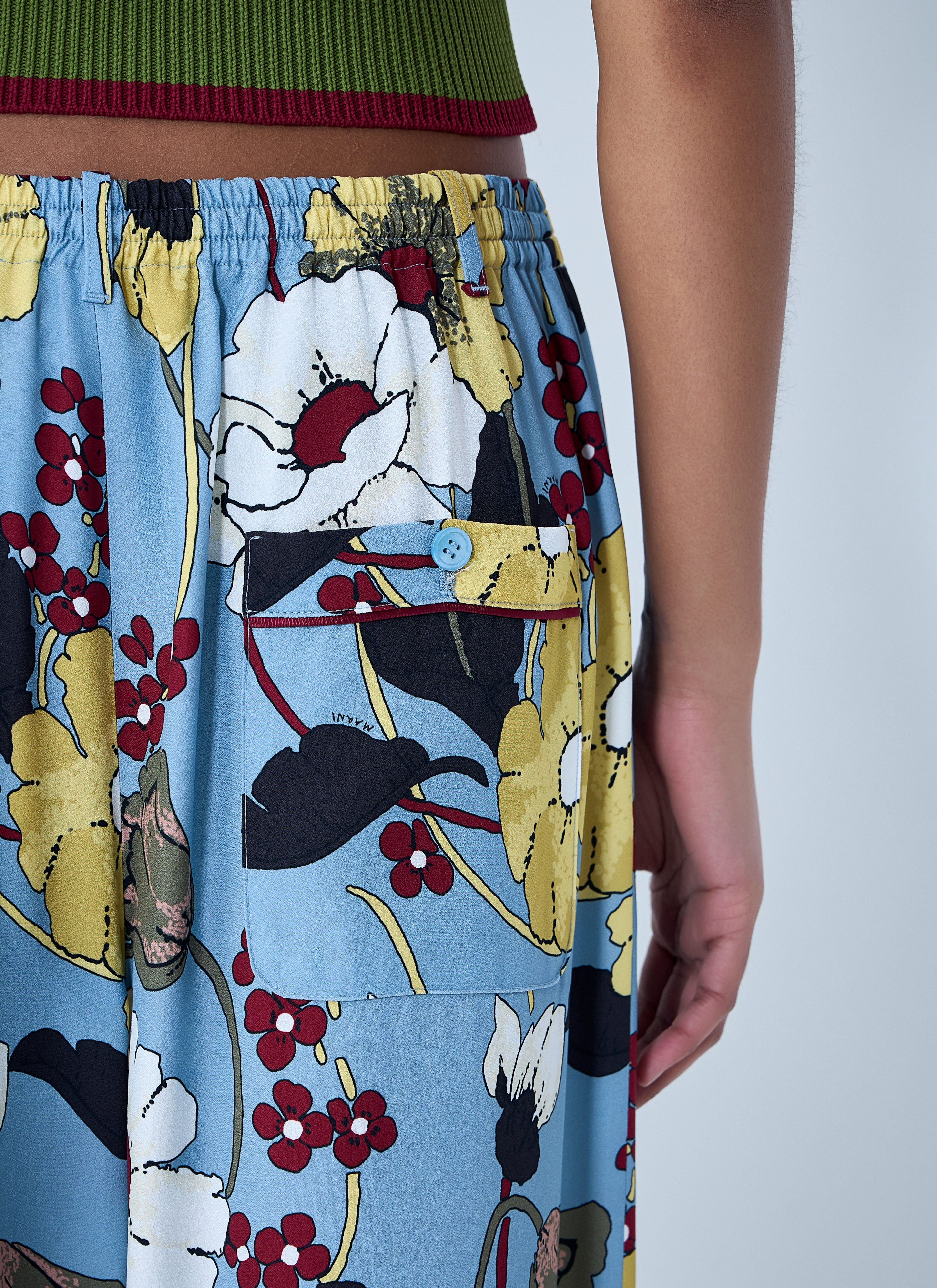 Wide-Leg Floral Trousers