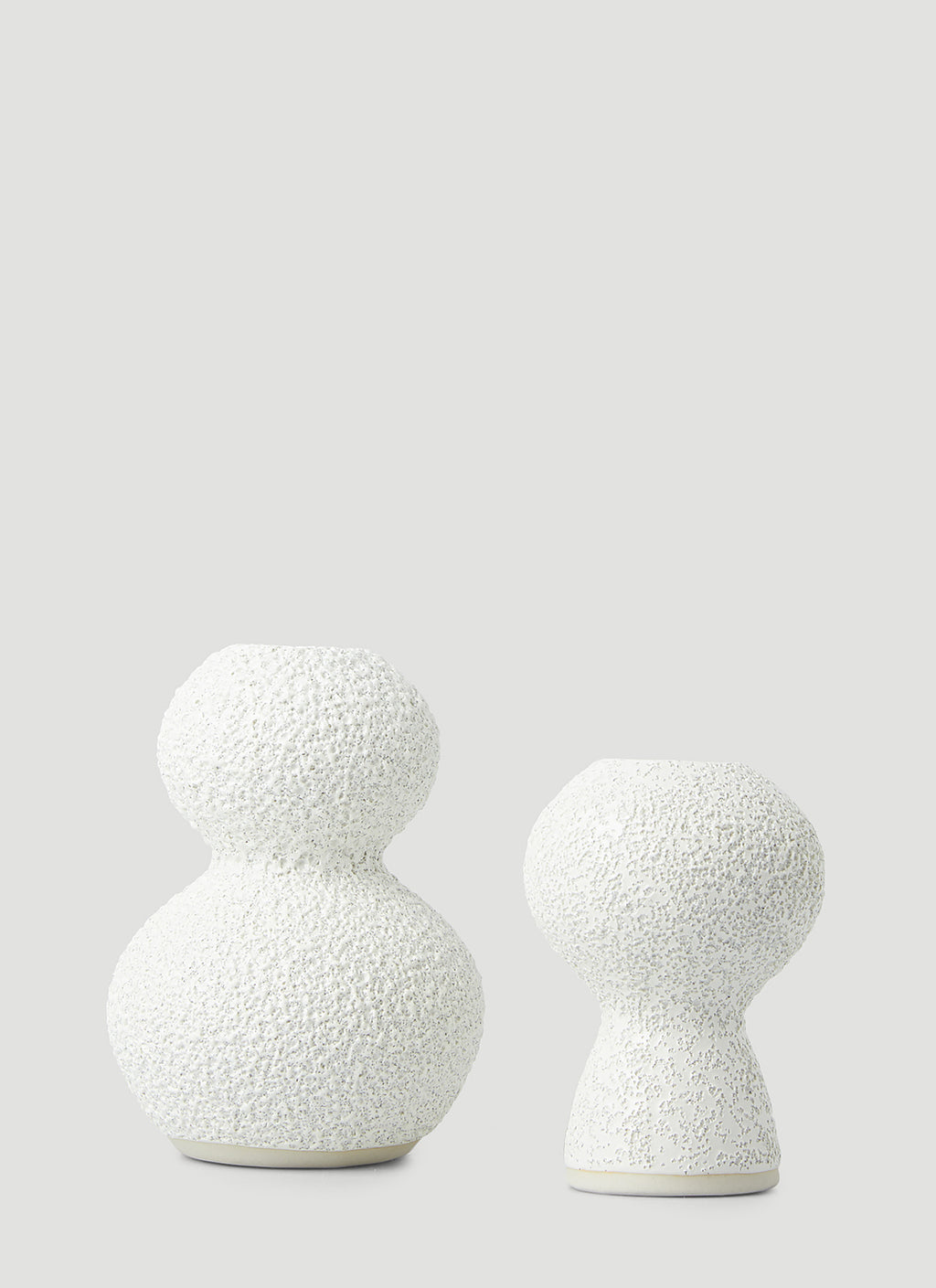 Set of Two Lava & Bone Candlestick Holders