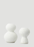 Set of Two Lava & Bone Candlestick Holders
