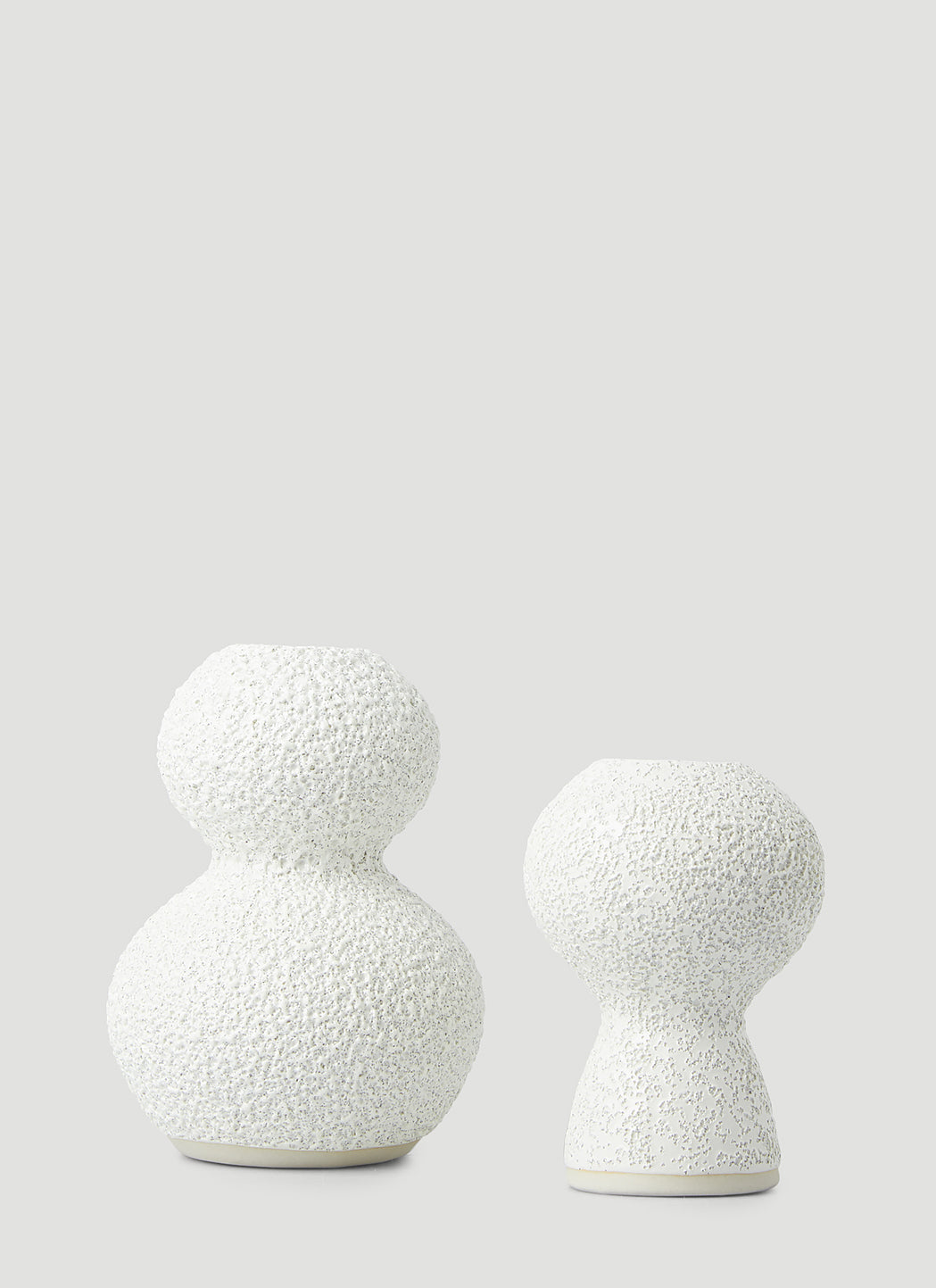 Set of Two Lava & Bone Candlestick Holders