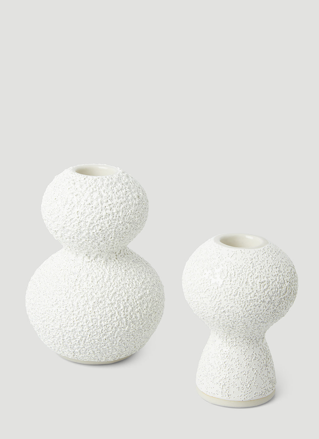 Set of Two Lava & Bone Candlestick Holders
