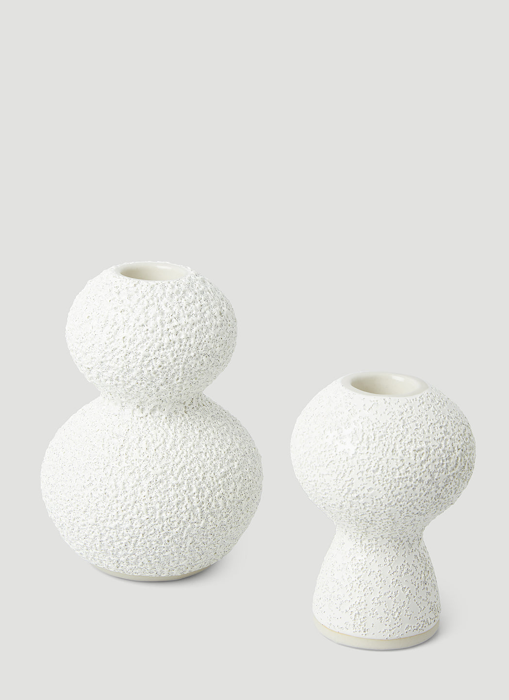 Set of Two Lava & Bone Candlestick Holders