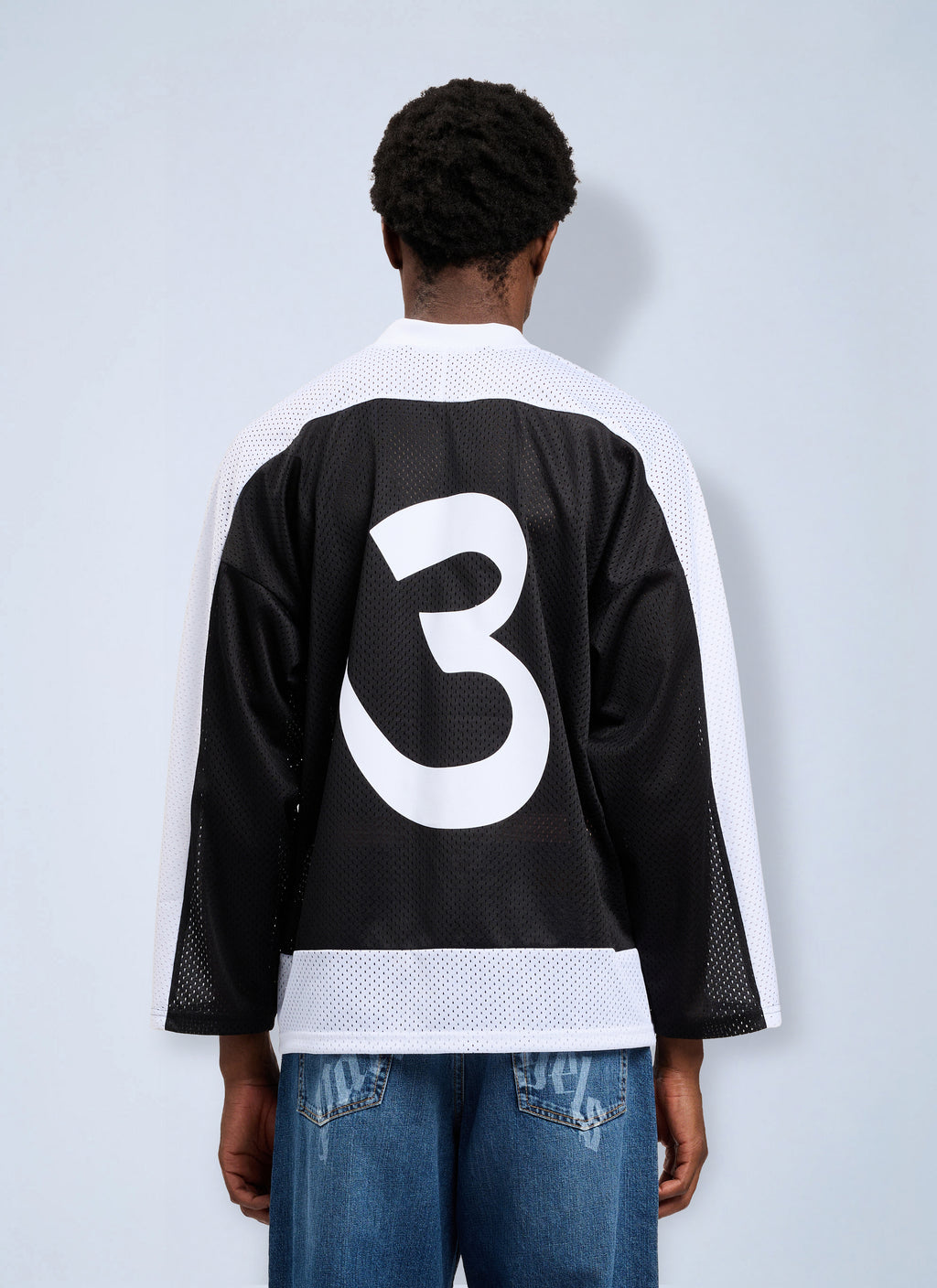 Thai Logo Mesh Loose Long-Sleeved T-Shirt