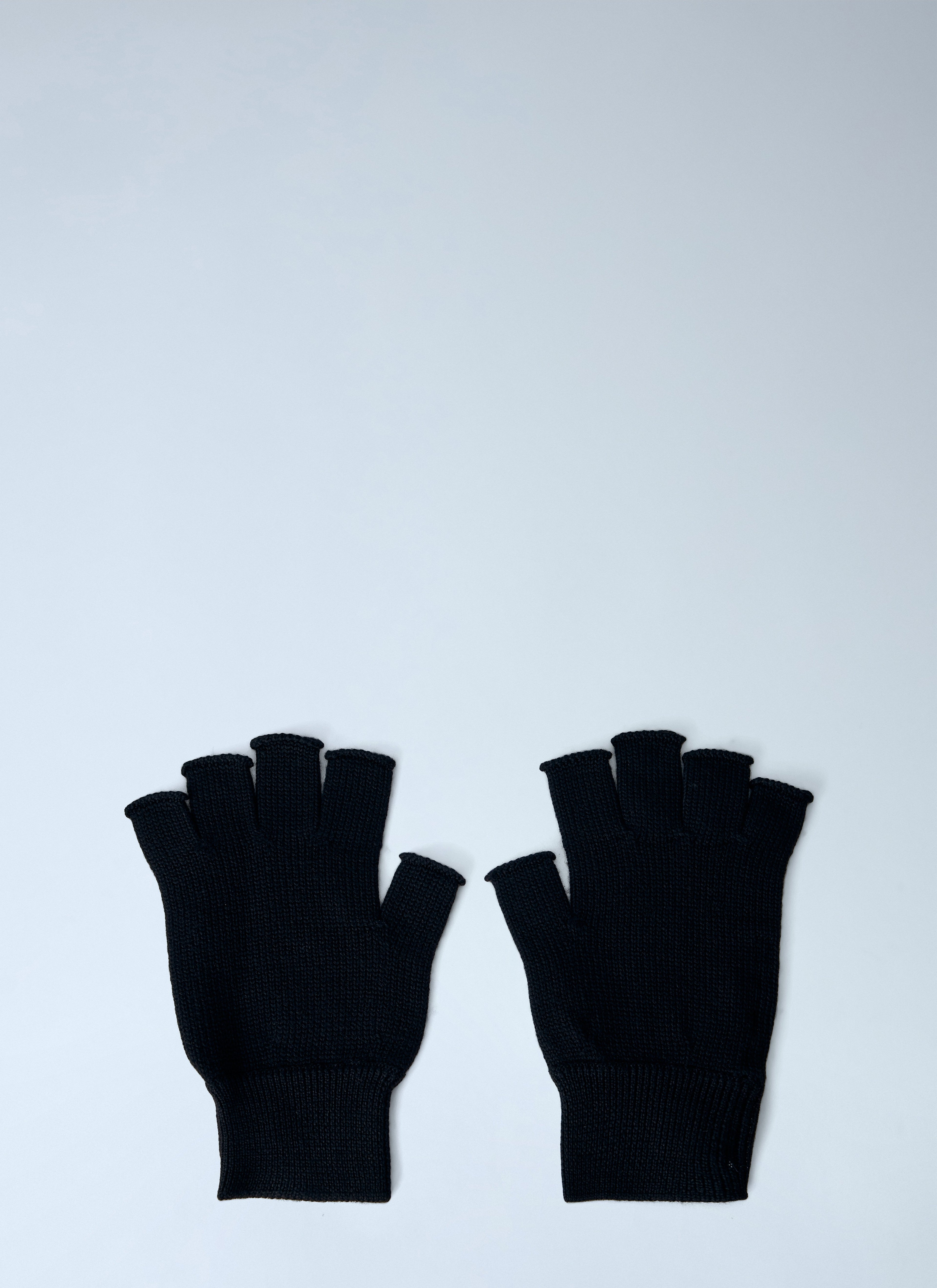 Ribbed Trim Fingerless Gloves
