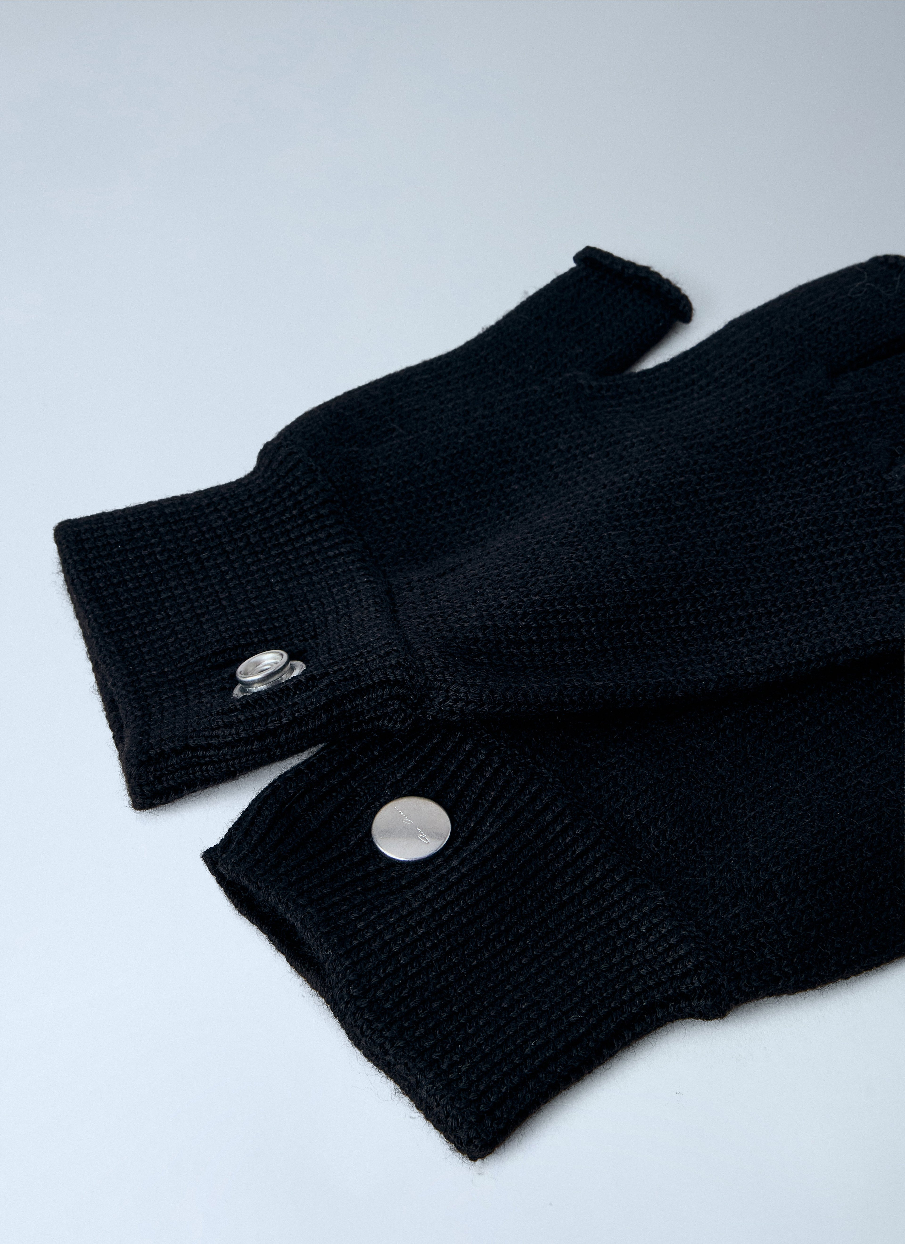 Ribbed Trim Fingerless Gloves