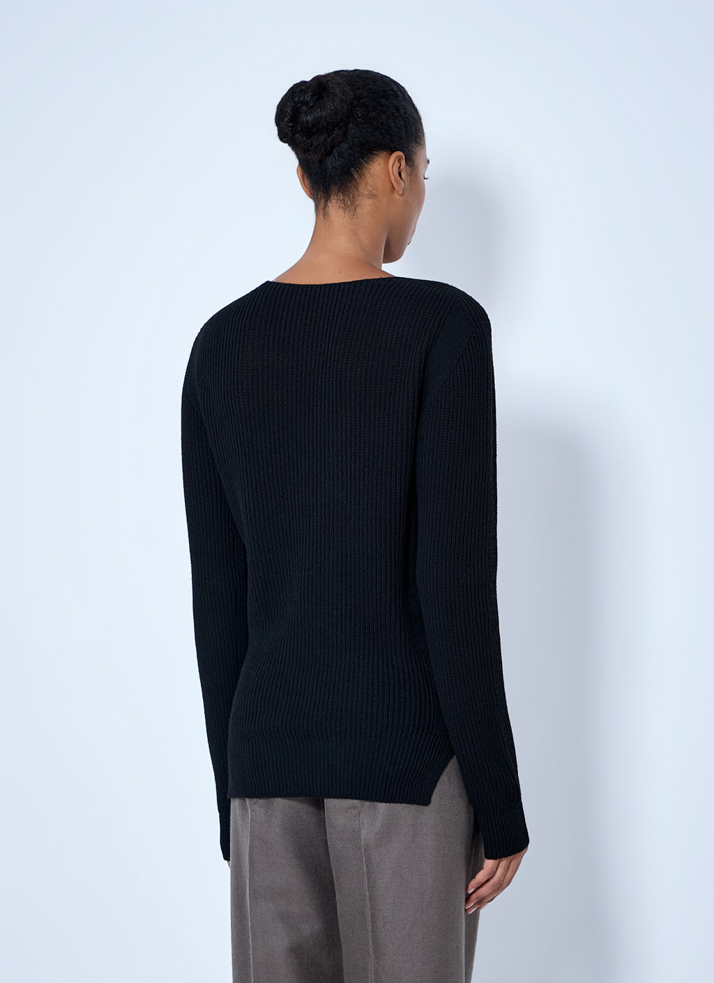 Deep V-Neck Ribbed Sweater