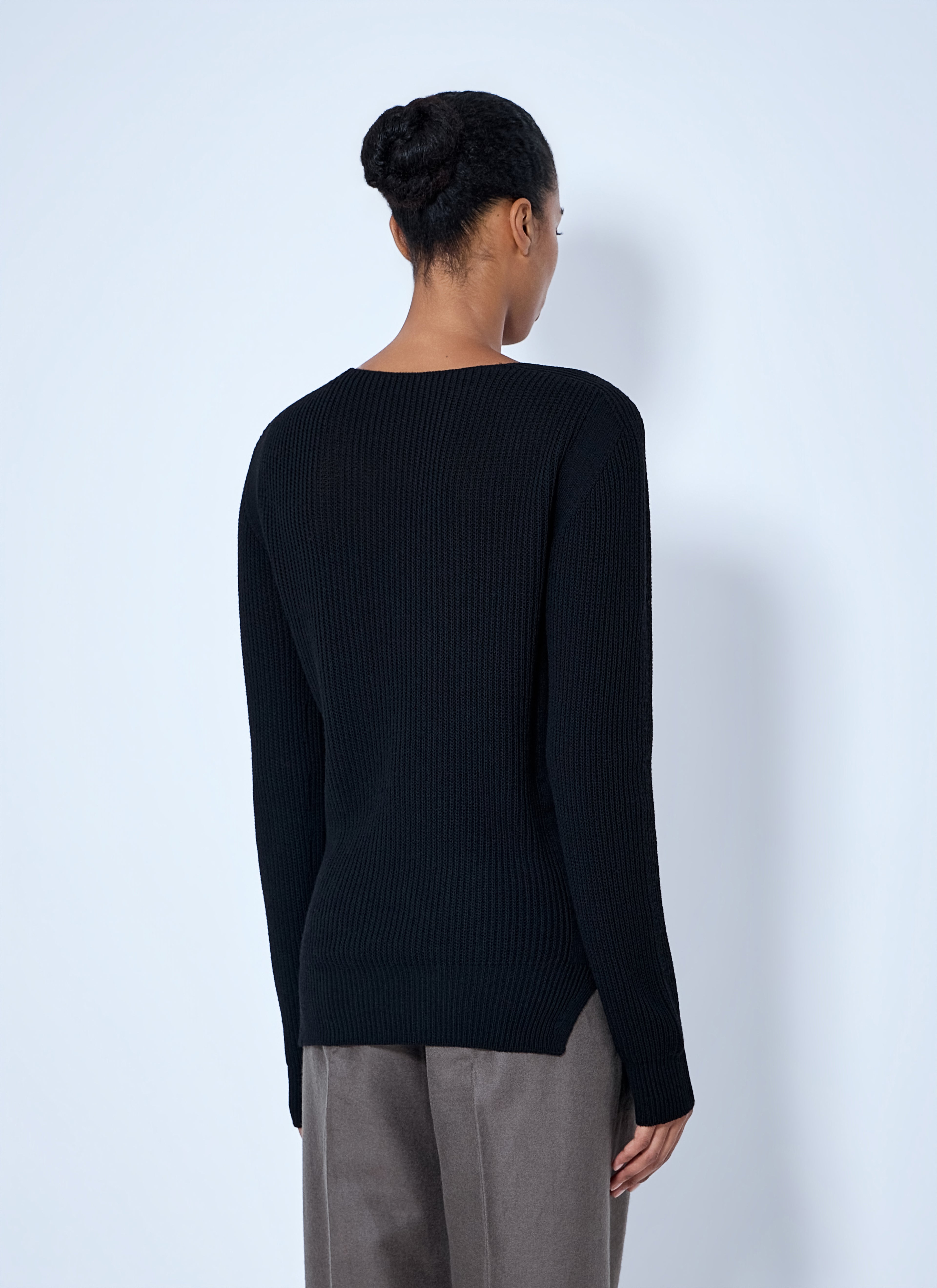 Deep V-Neck Ribbed Sweater