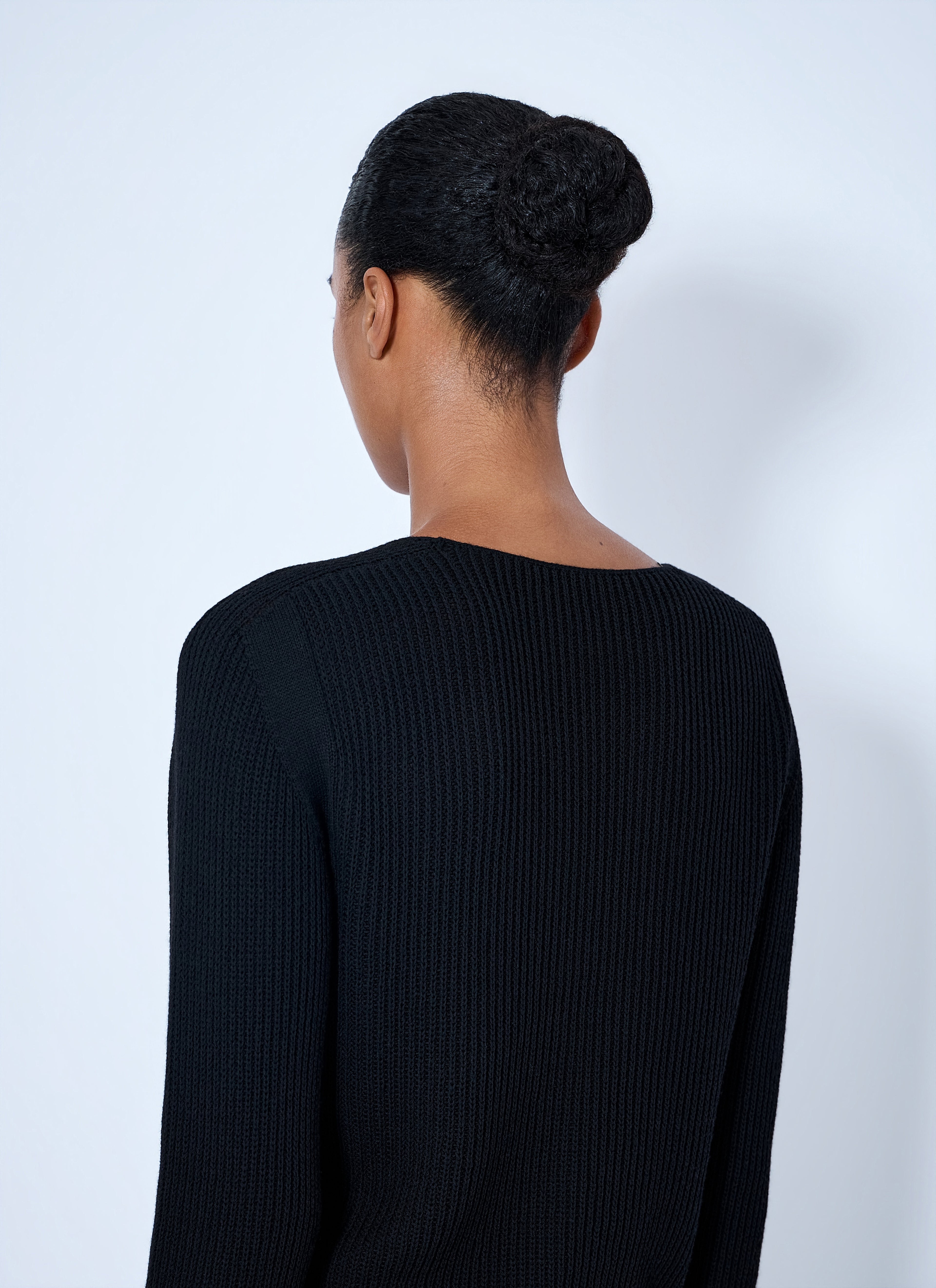Deep V-Neck Ribbed Sweater